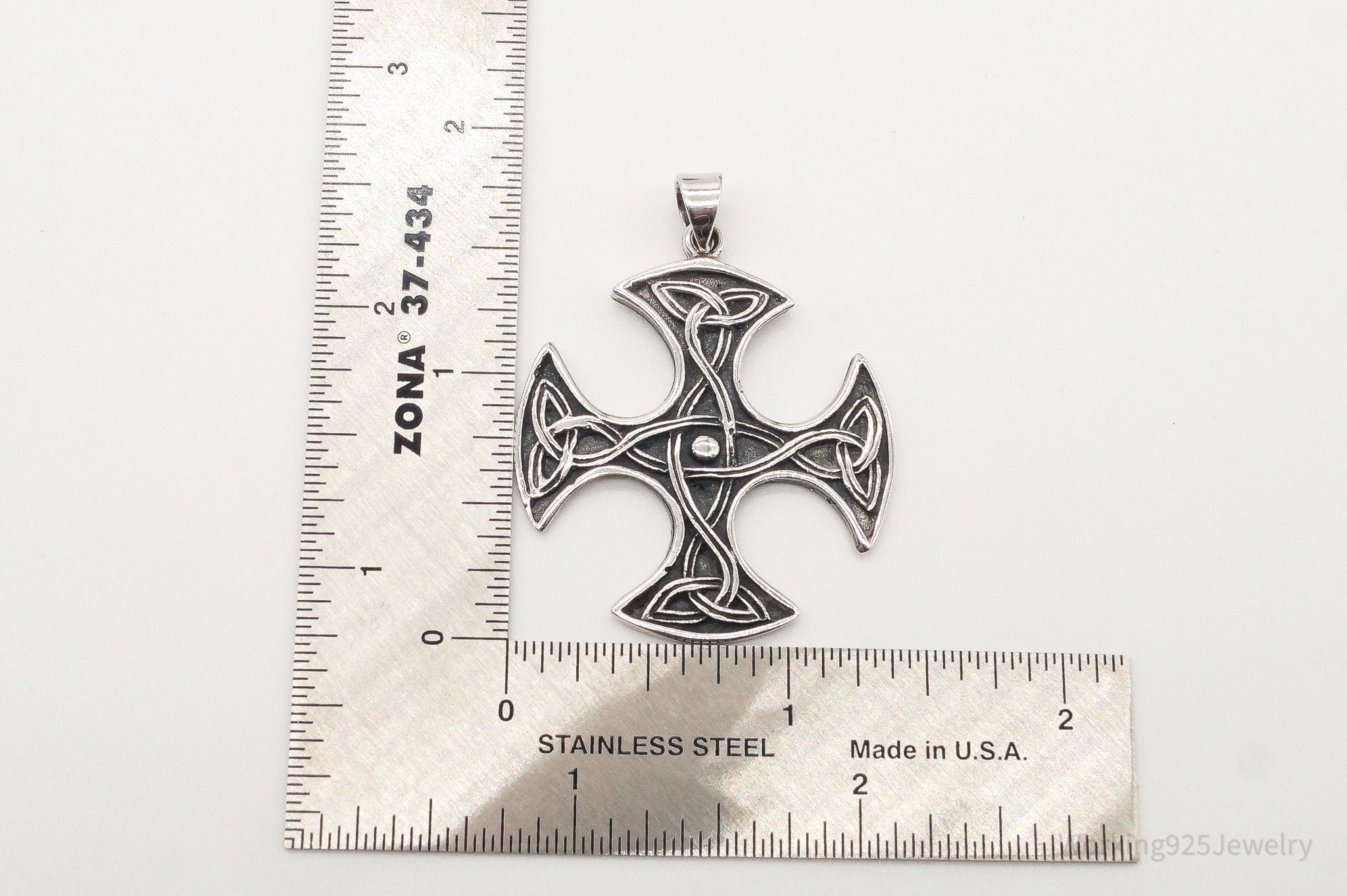 Large Vintage Celtic Cross Sterling Silver Pendant