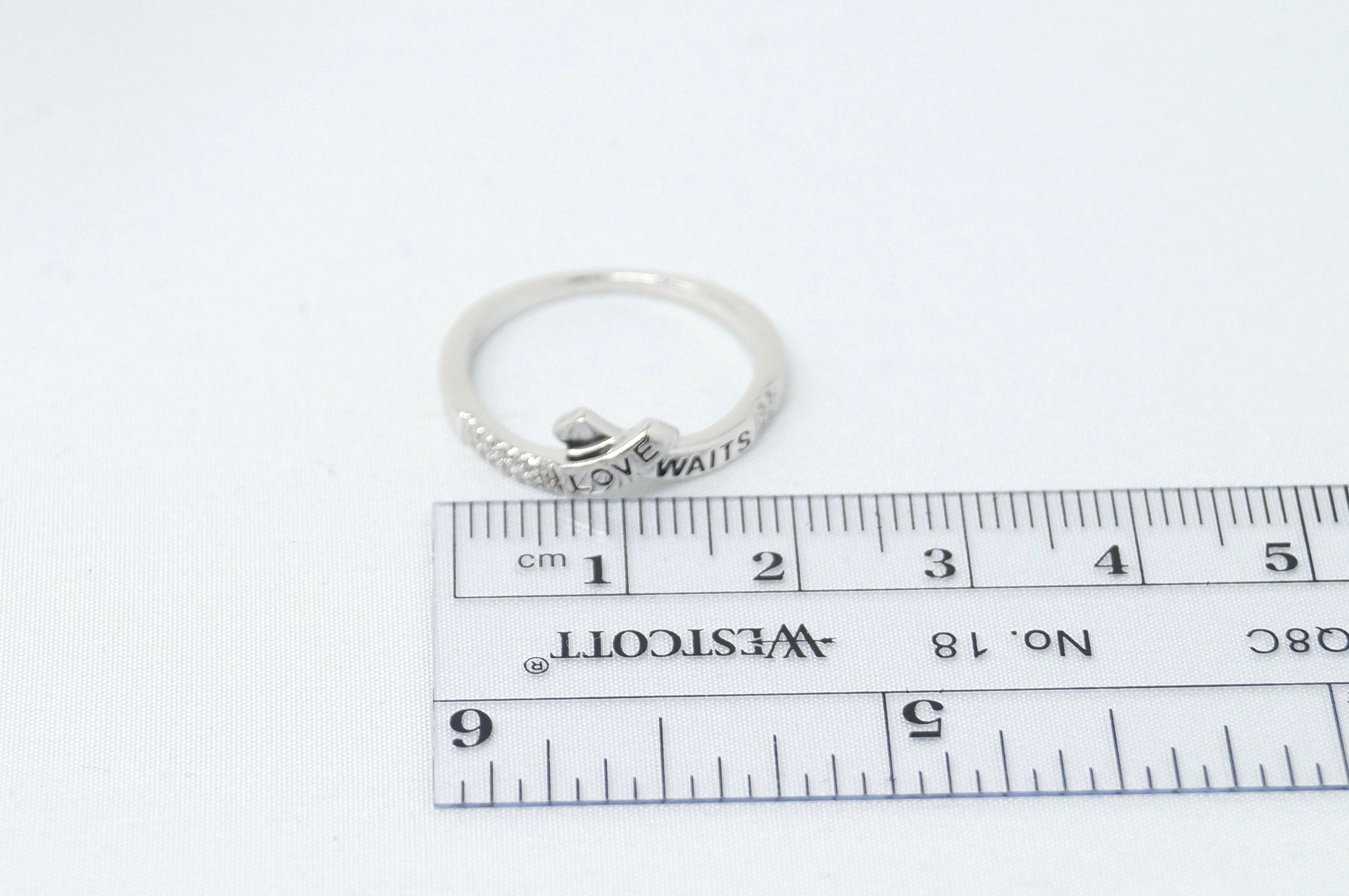 Beautiful "Love Waits" Unity Promise Ring Cz Sterling Silver Sz 7