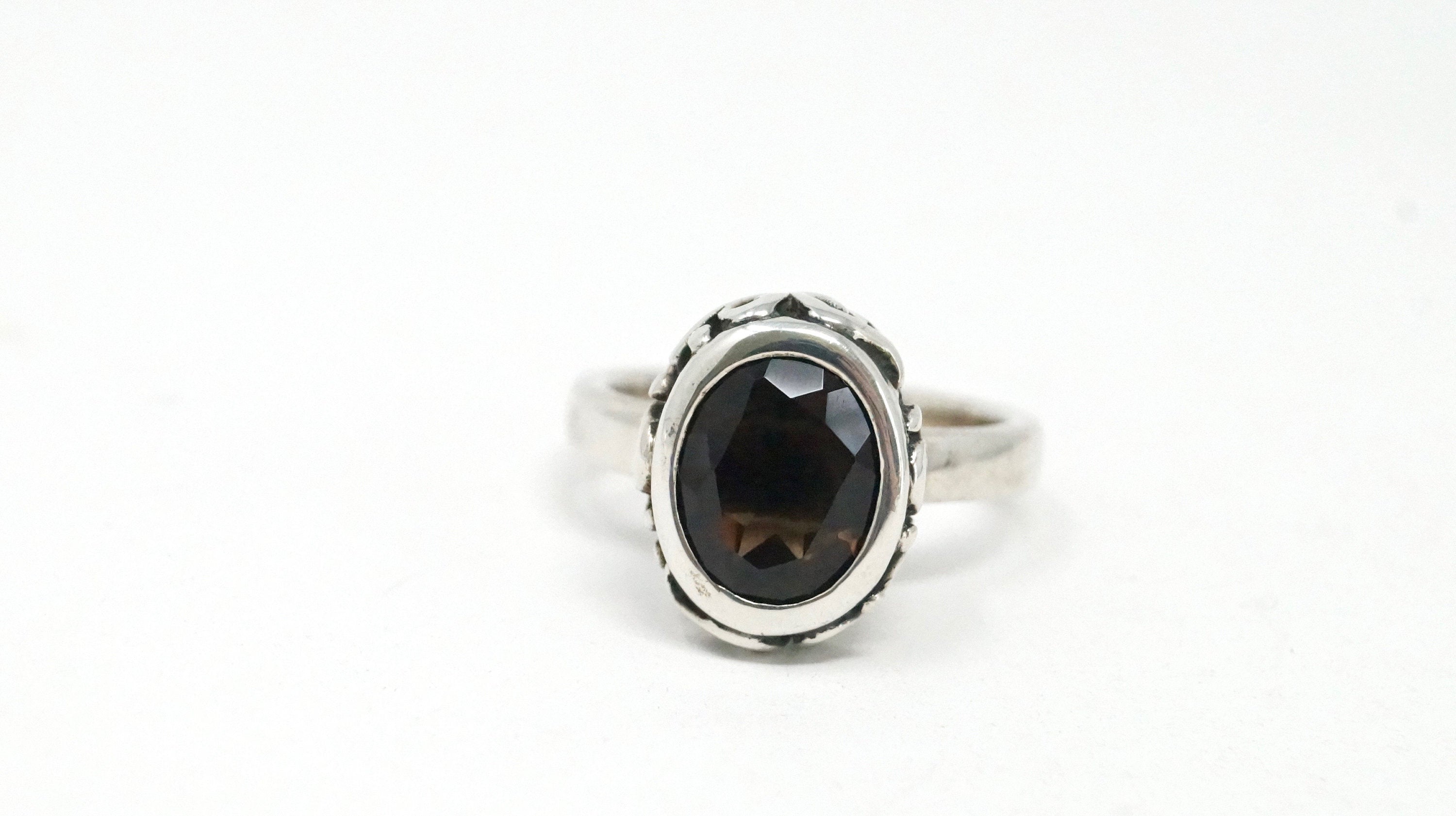 Vintage Designer Silpada Smoky Topaz Scroll Sterling Silver Ring Retired Size 7