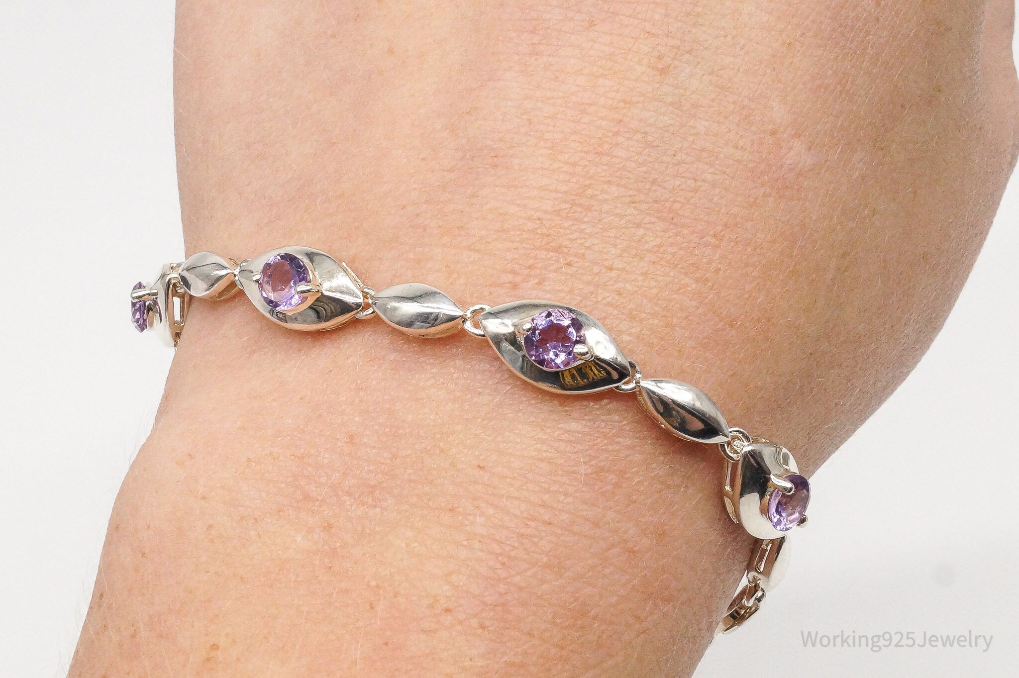 Vintage Amethyst Sterling Silver Bracelet