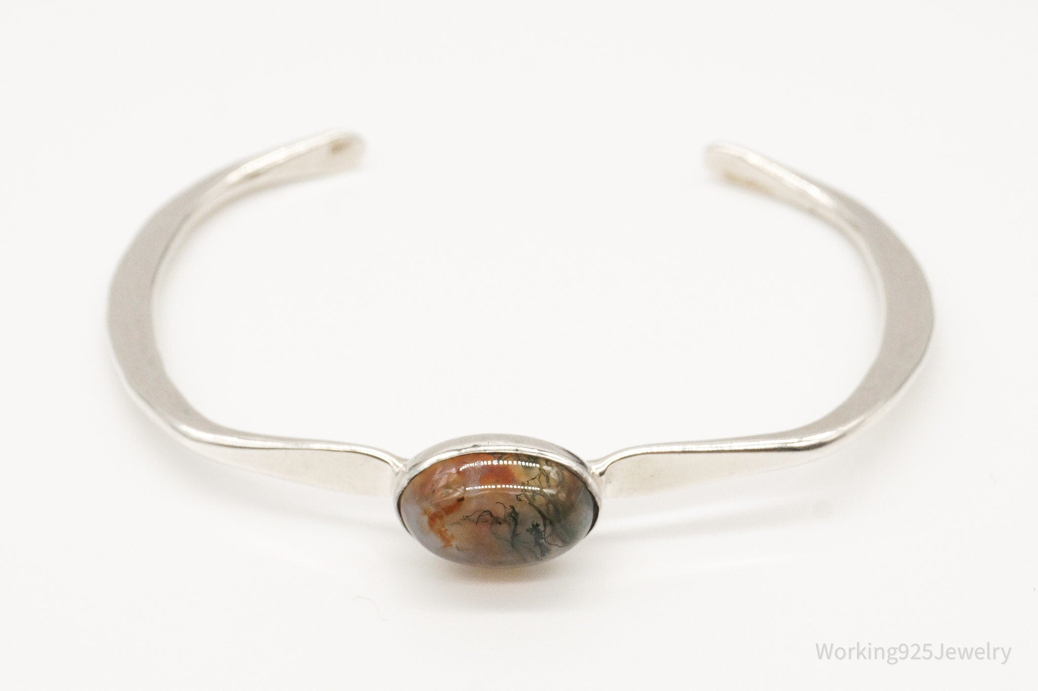 Vintage Agate Sterling Silver Cuff Bracelet