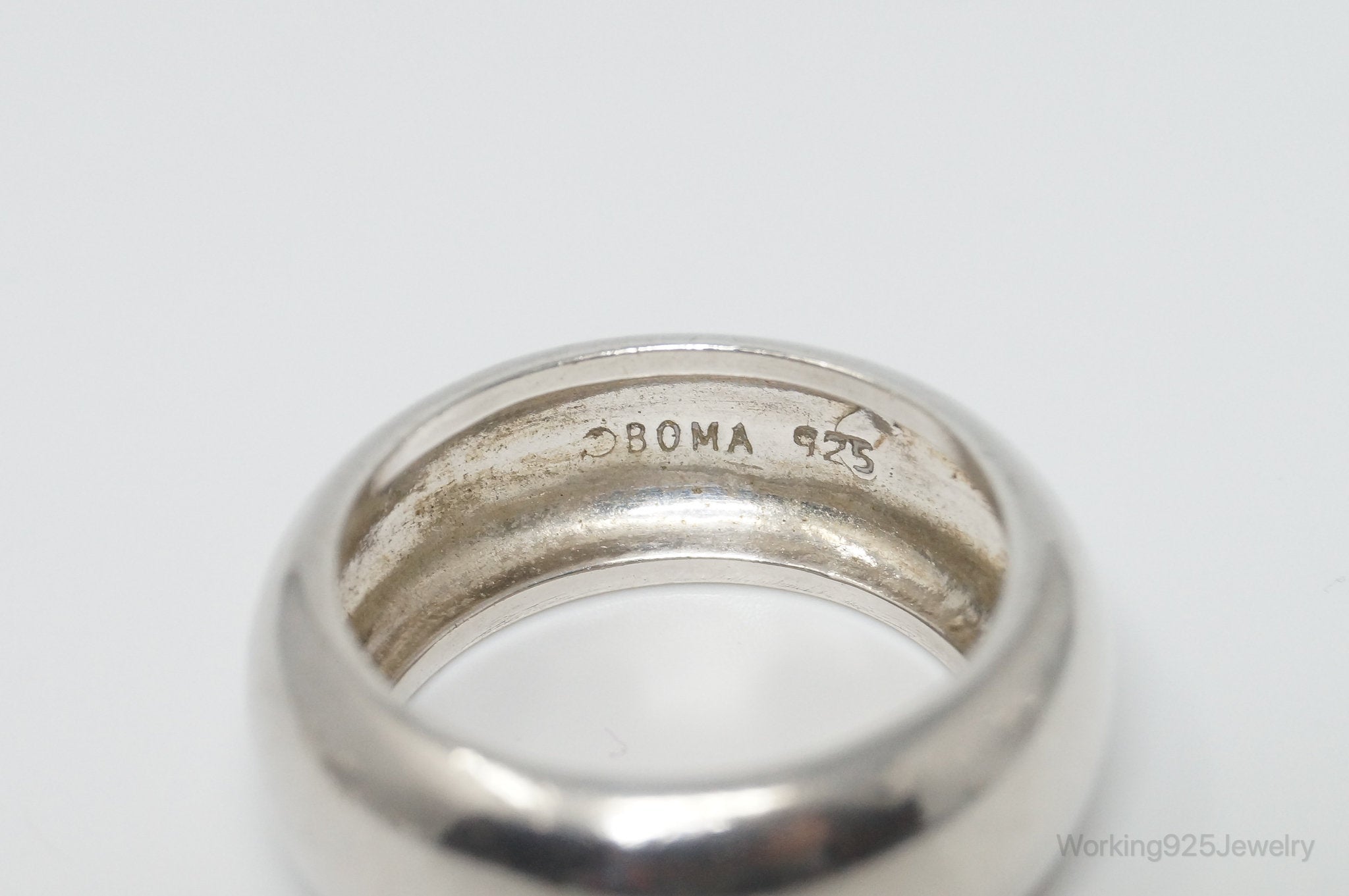 Vintage Designer Boma Sleek Modern Sterling Silver Band Ring - Size 8.25