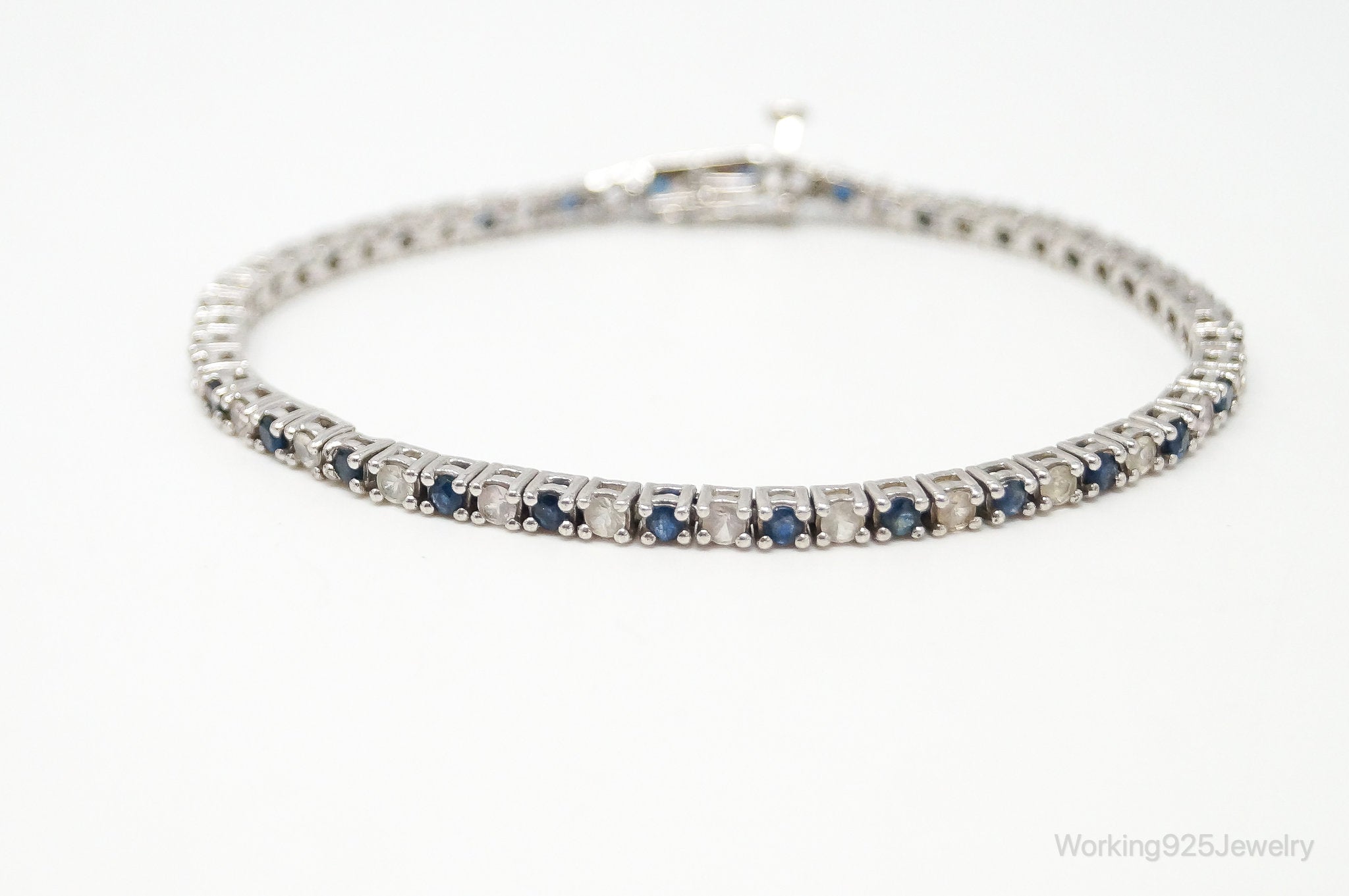 Vintage Sterling Silver Sapphire Tennis Bracelet store