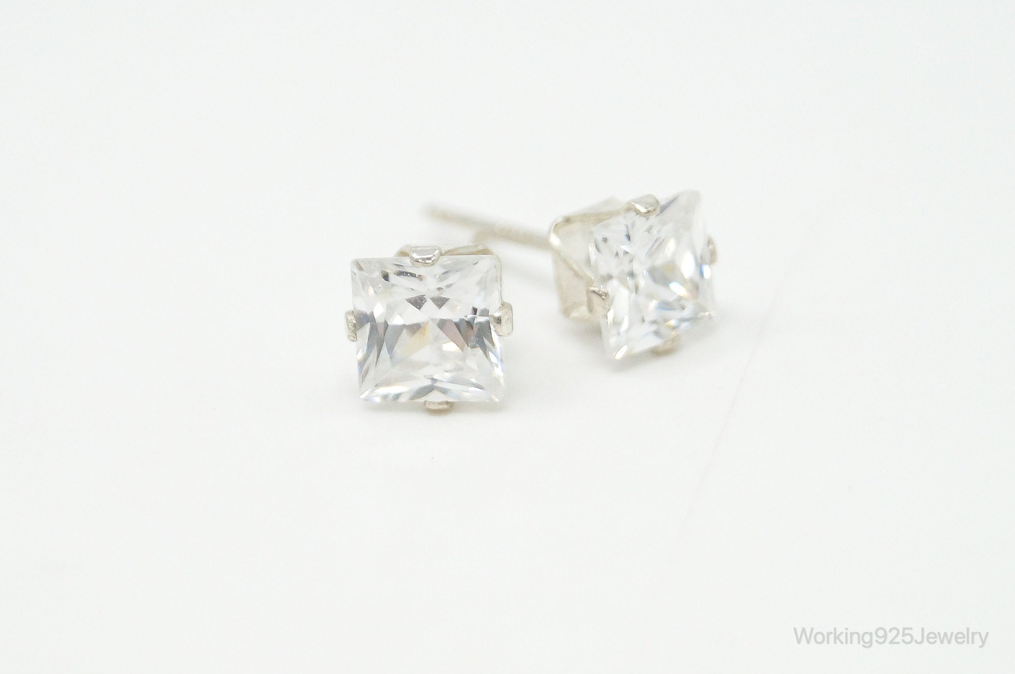 Cubic Zirconia Sterling Silver Stud Post Earrings