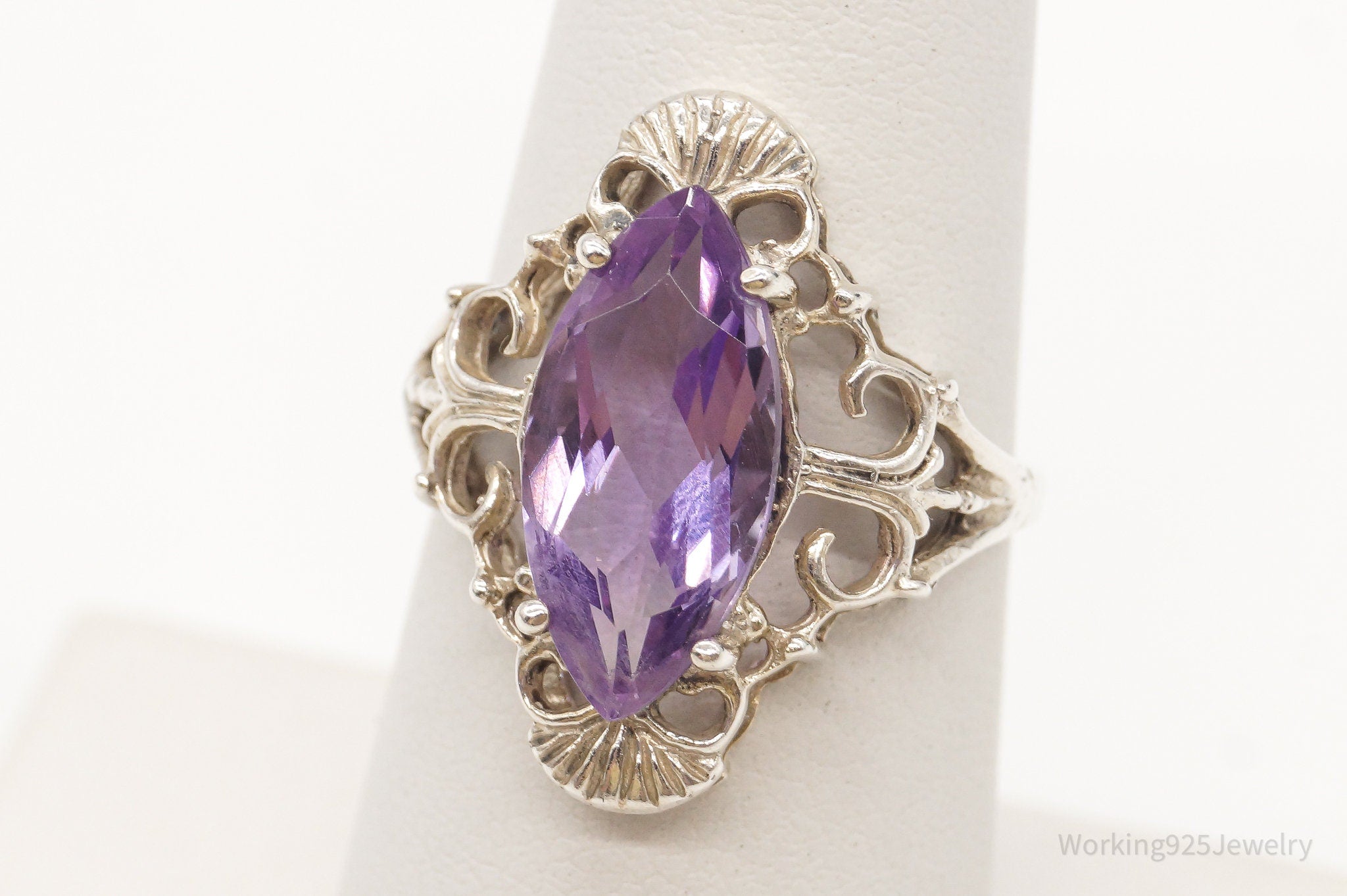 Vintage Designer CNA Amethyst Sterling Silver Ring - Size 6