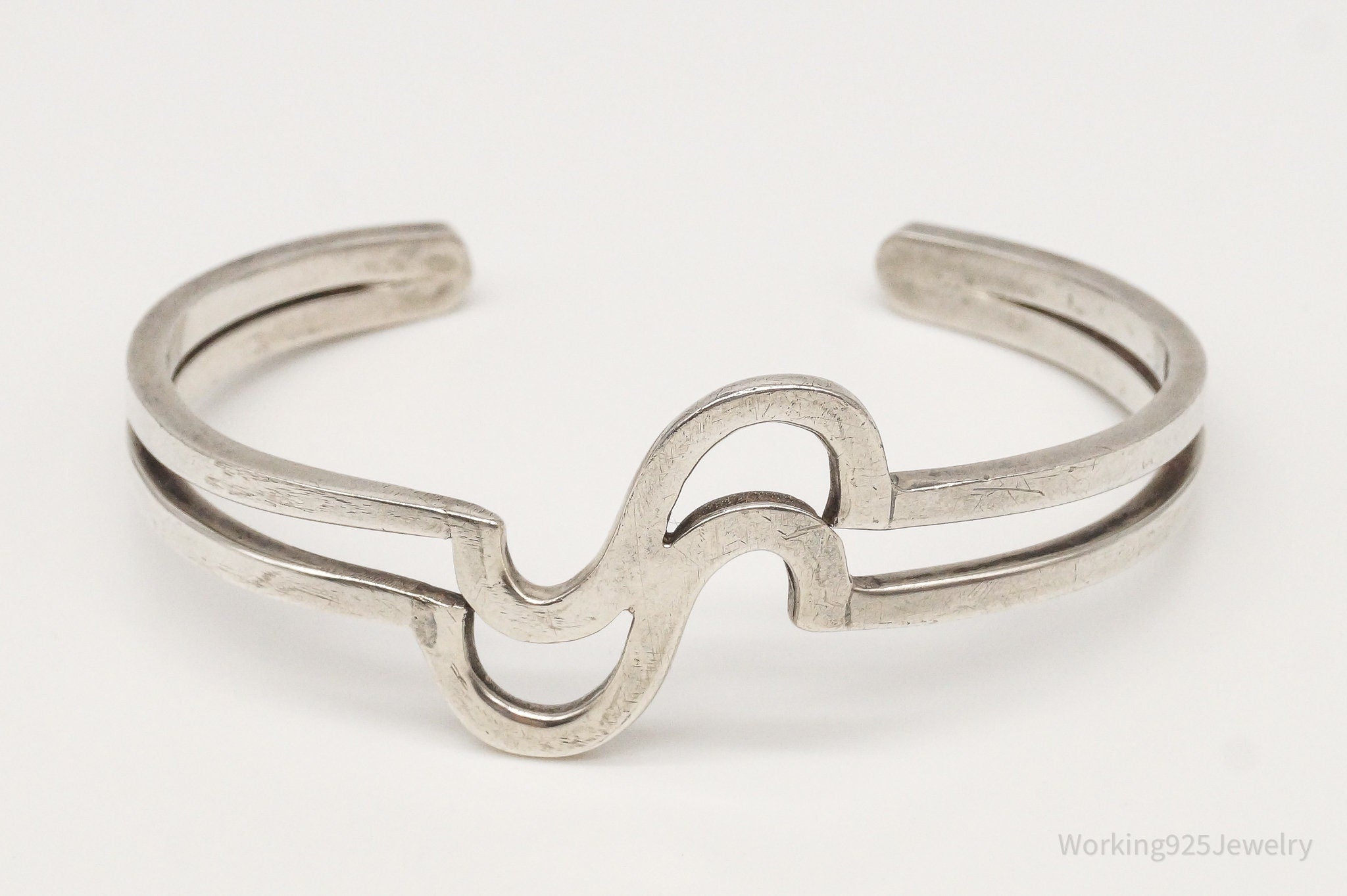 Vintage Sterling retailer Silver Cuff with Modernist Design, Modernist Silver Cuff Bracel