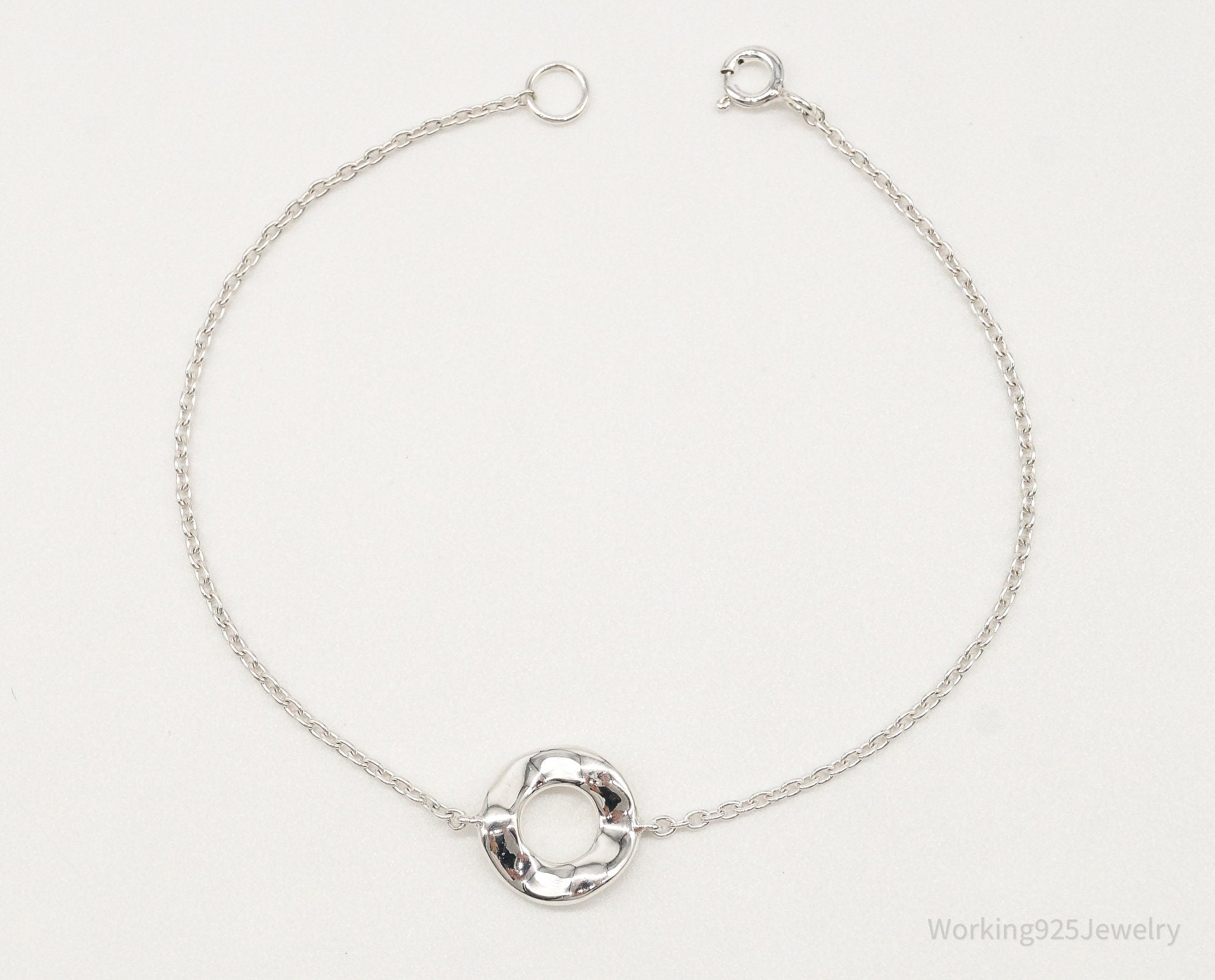 Vintage Designer Ippolita Wavy Disc Chain Link Sterling Silver Bracelet