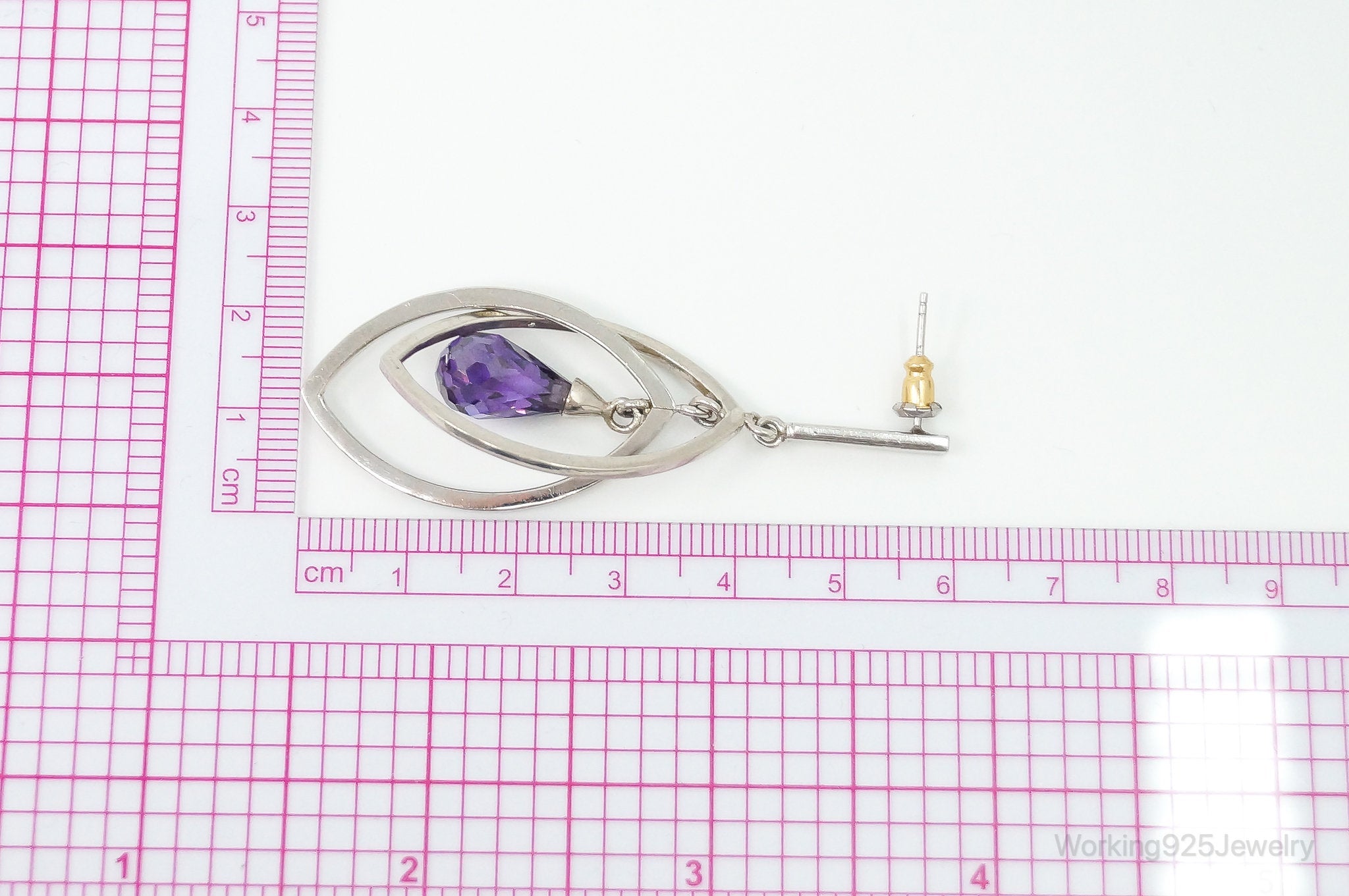 Vintage Amethyst Dangle Sterling Silver Earrings