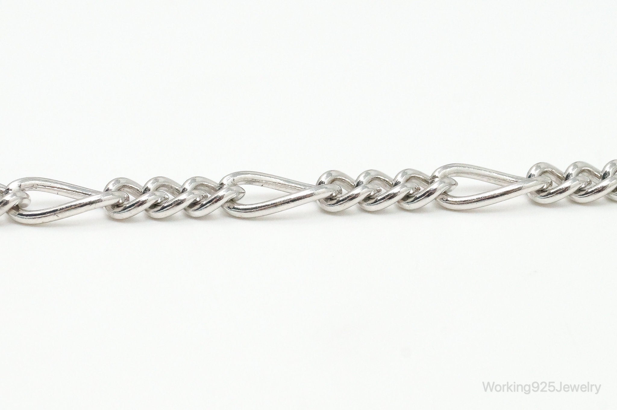 Vintage Figaro Chain Link Sterling Silver Charm Bracelet