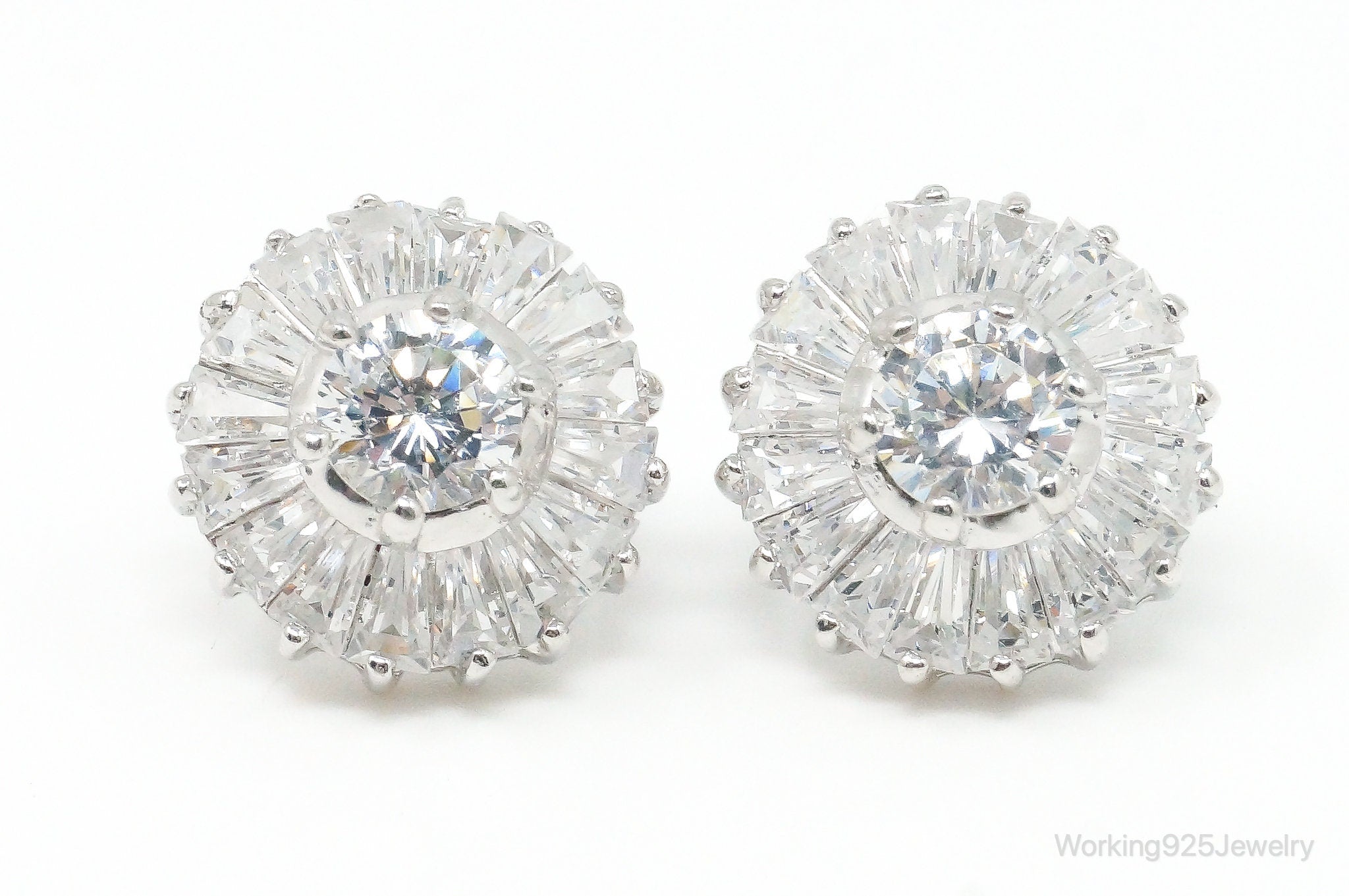 Designer Cubic Zirconia Sterling Silver Stud Post Earrings