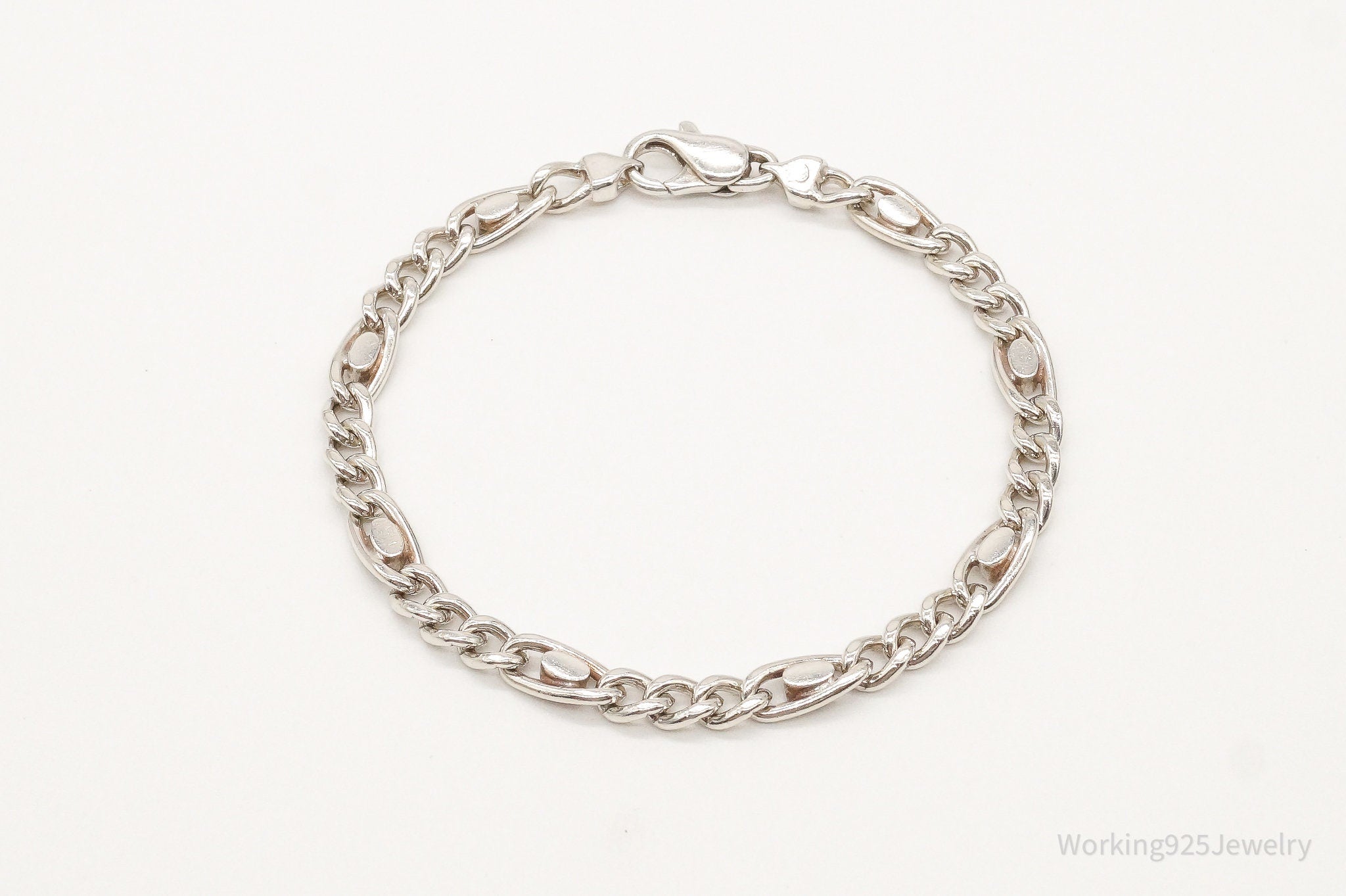 Vintage Italian Modernist Style Sterling Silver Link Bracelet