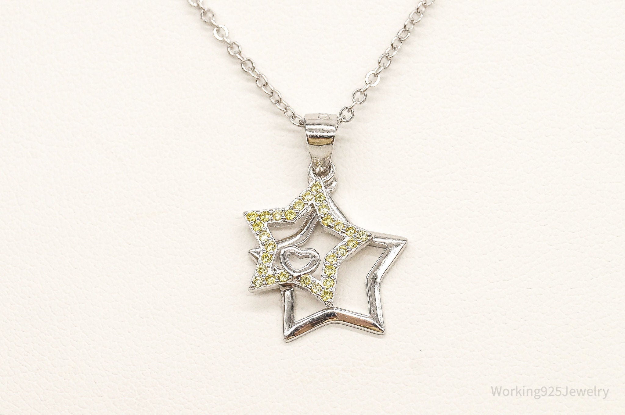 Designer Ryze Cubic Zirconia Stars Sterling Silver Necklace