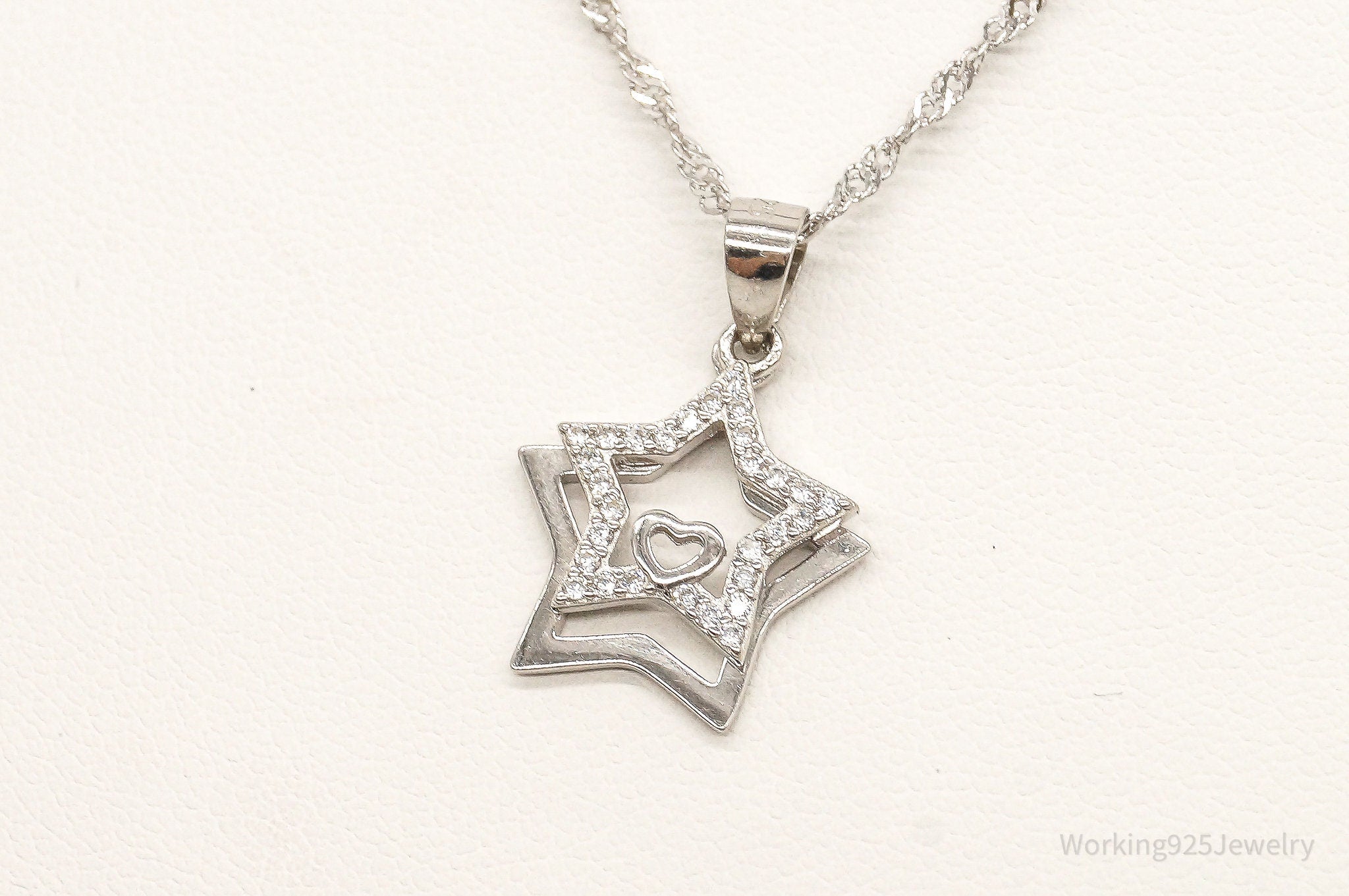 Cubic Zirconia Stars Sterling Silver Necklace