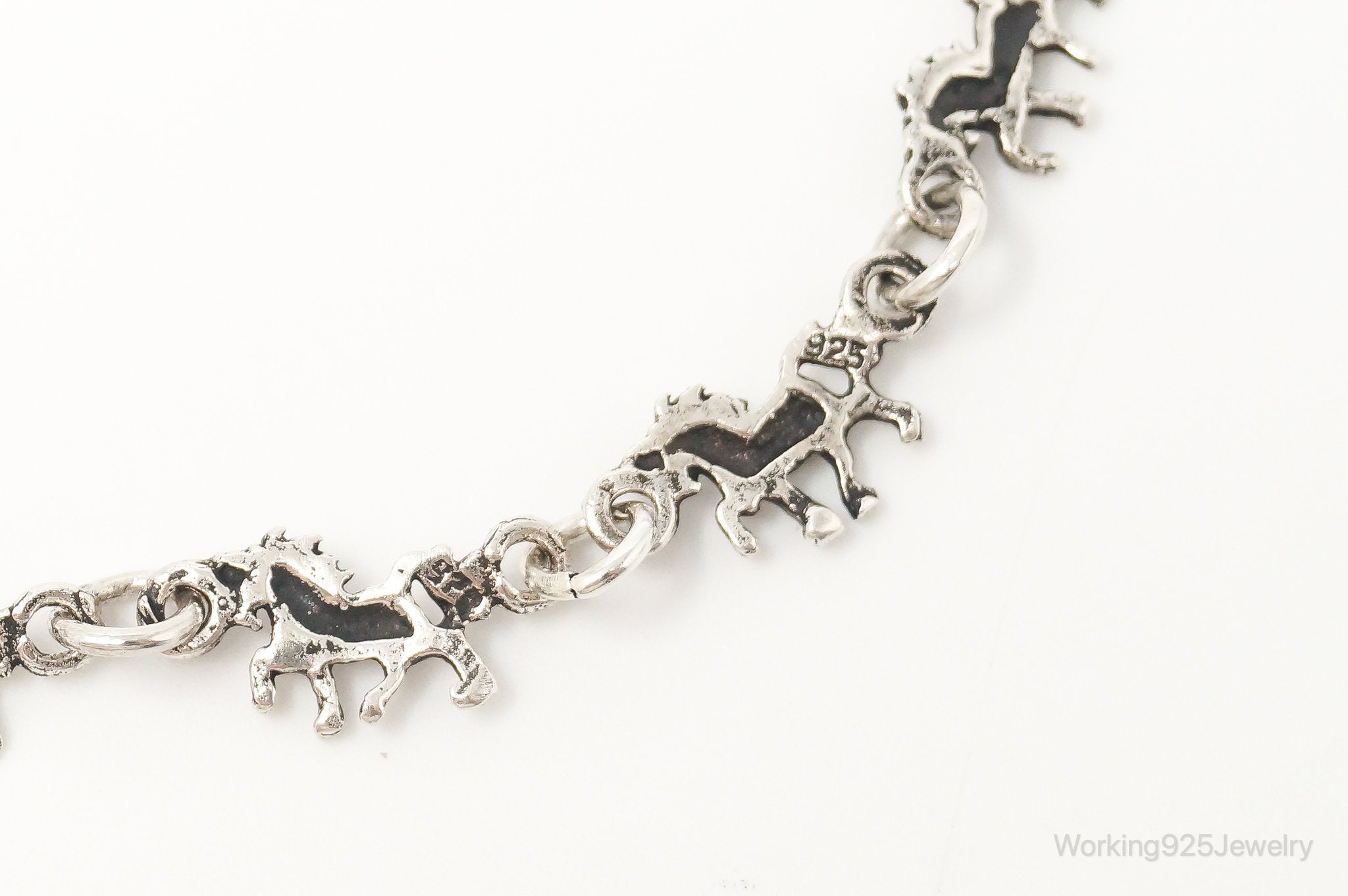 Vintage Galloping Horses Sterling Silver Bracelet