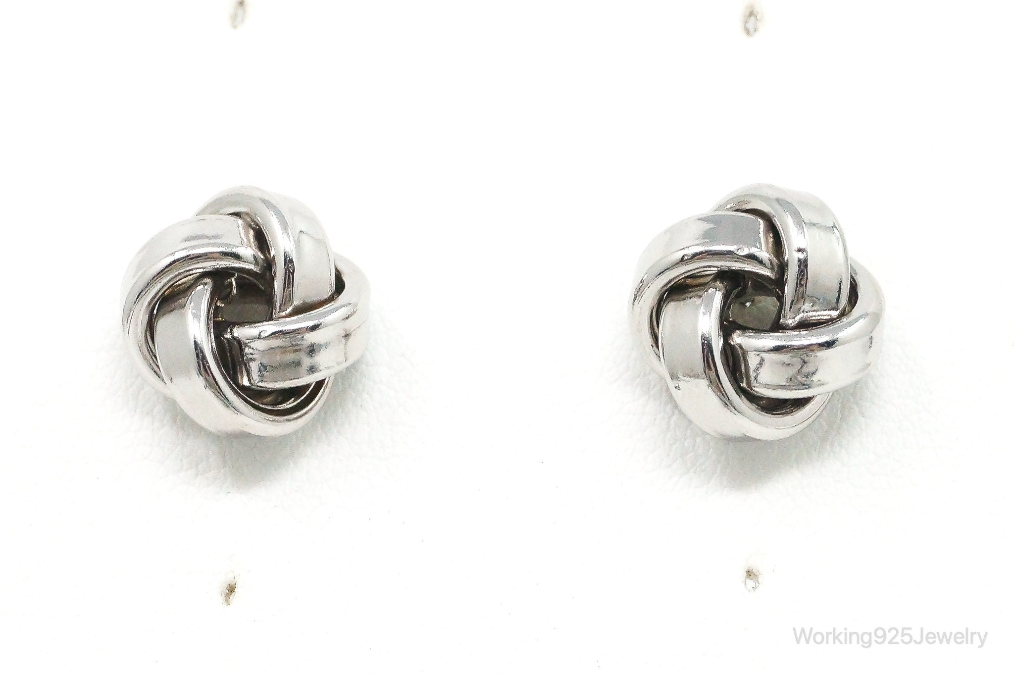 Vintage Italian Sleek Modernist Knot Sterling Silver Earrings