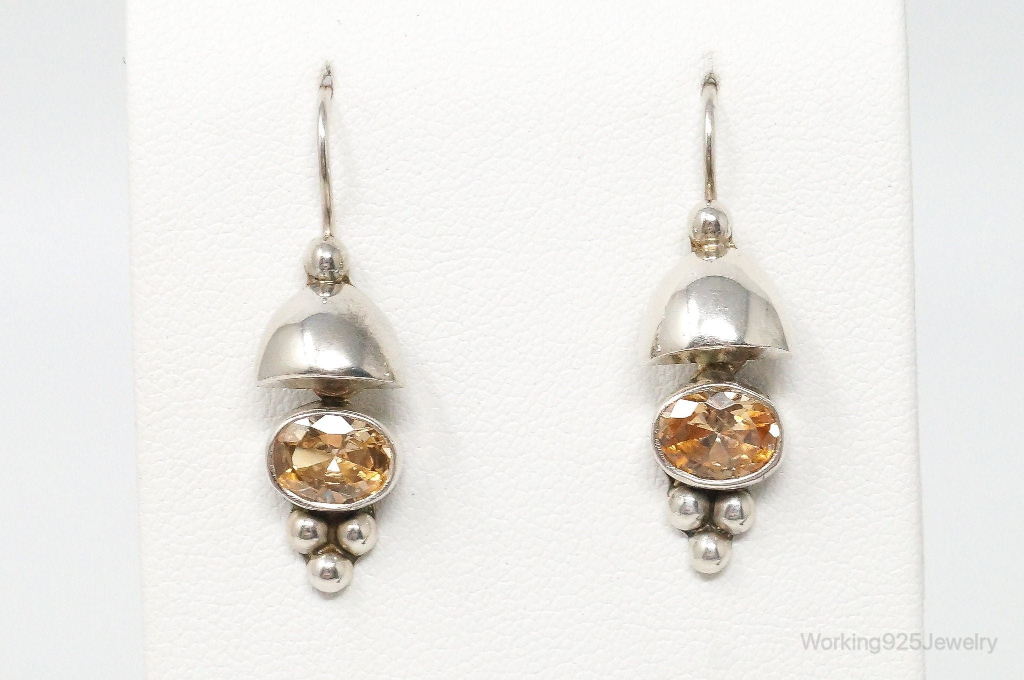 Vintage Citrine Bali Inspired Sterling Silver Earrings