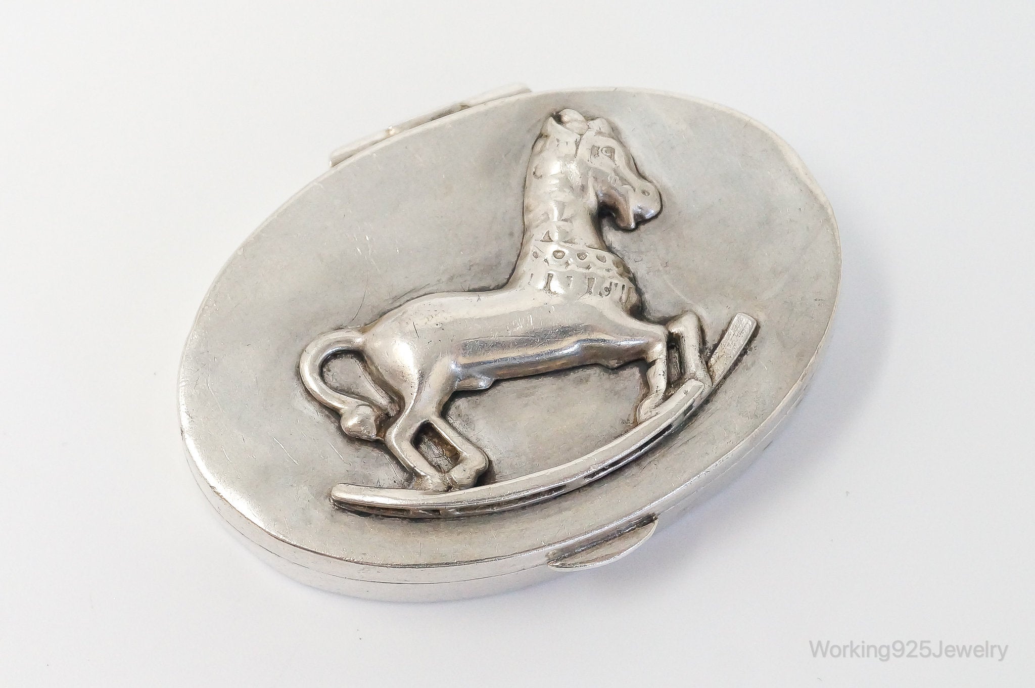 RARE Antique Ari D Norman Rocking Horse Sterling Silver Pill Snuff Beauty Box