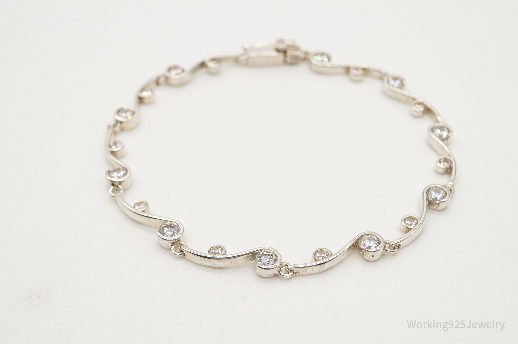 Vintage DQCZ Cubic Zirconia Sterling Silver Tennis Bracelet