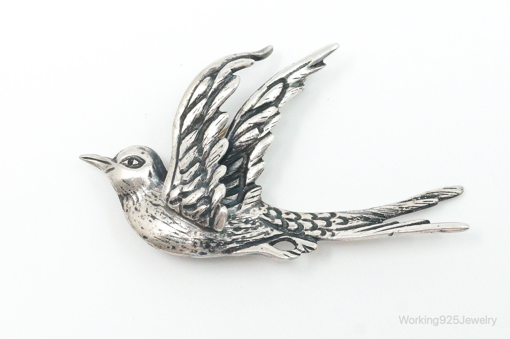 Rare Large Vintage Designer DUNEZ Bird Sterling Silver Brooch Pin