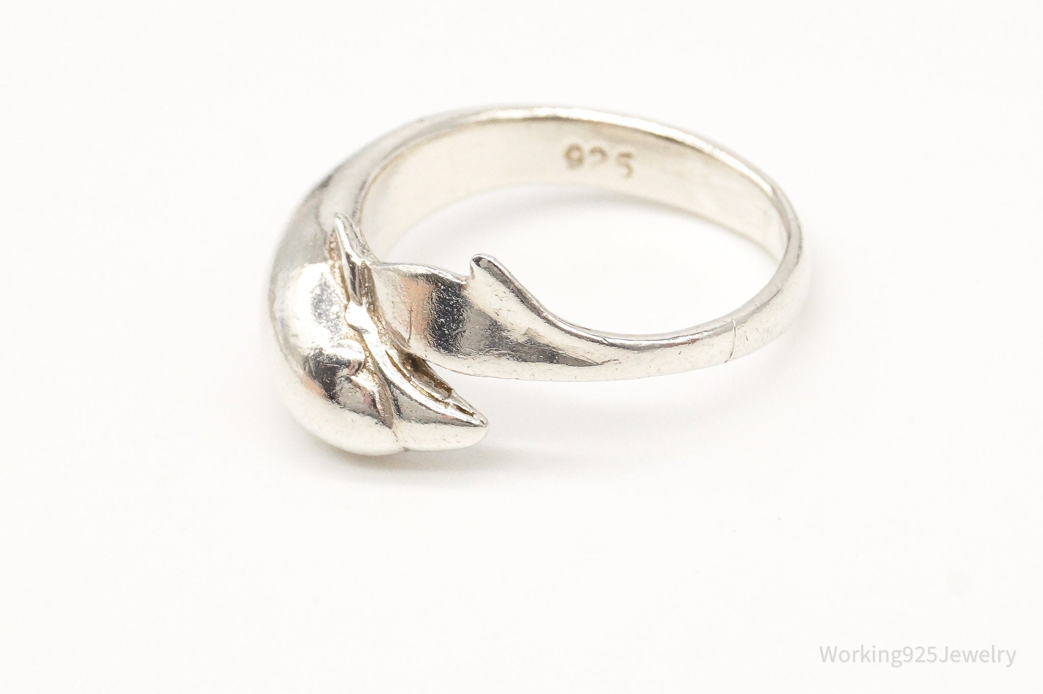 Vintage Dolphin Sterling Silver Wrap Ring - Size 5.75