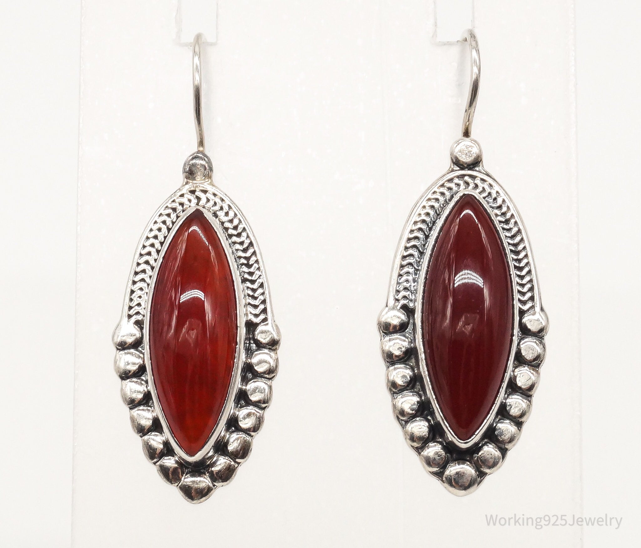 Vintage Carnelian Sterling Silver Dangle Earrings