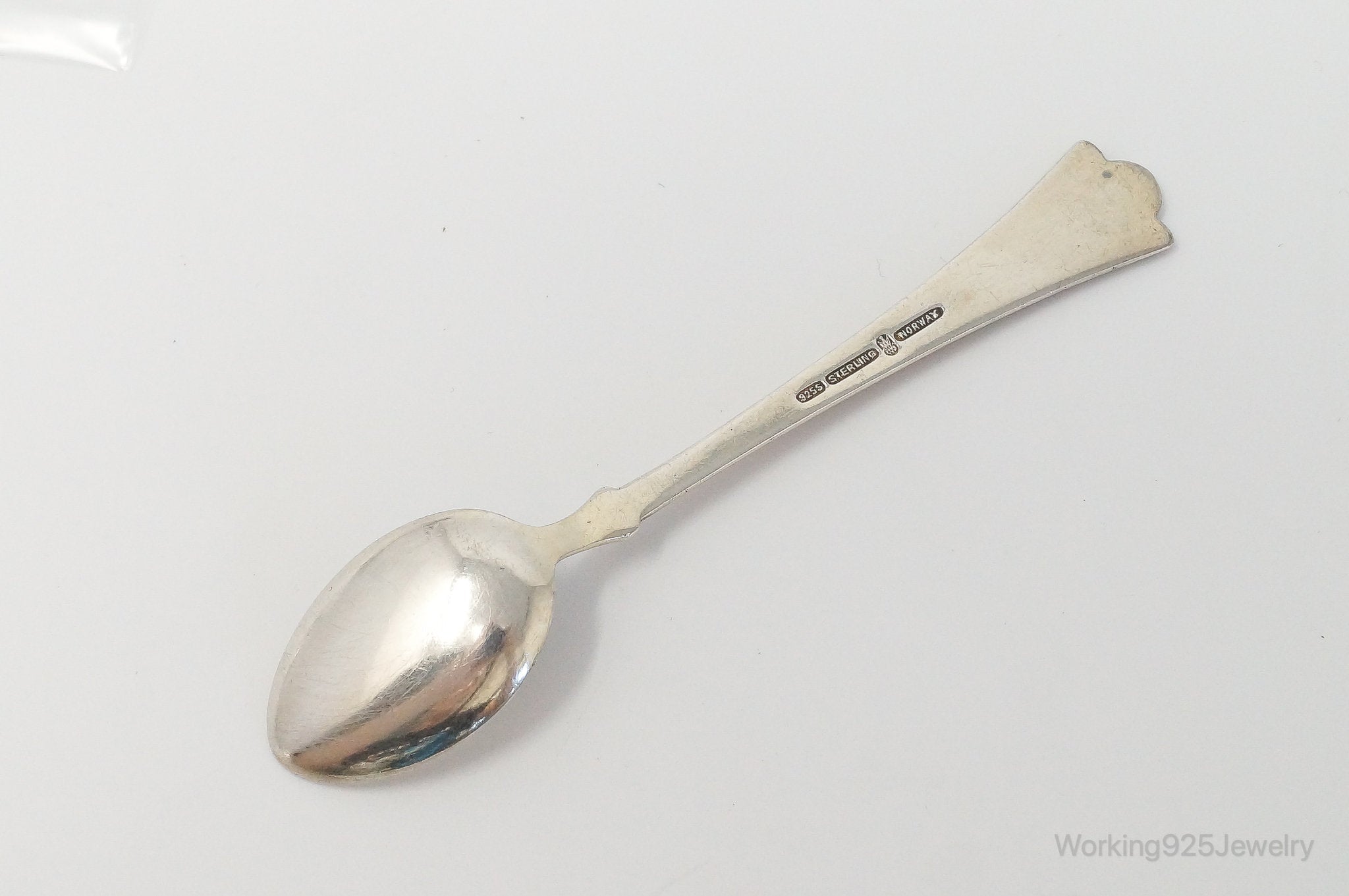 Antique Norwegian Theodor Olsen Orange Enamel Large Sterling Silver Spoon