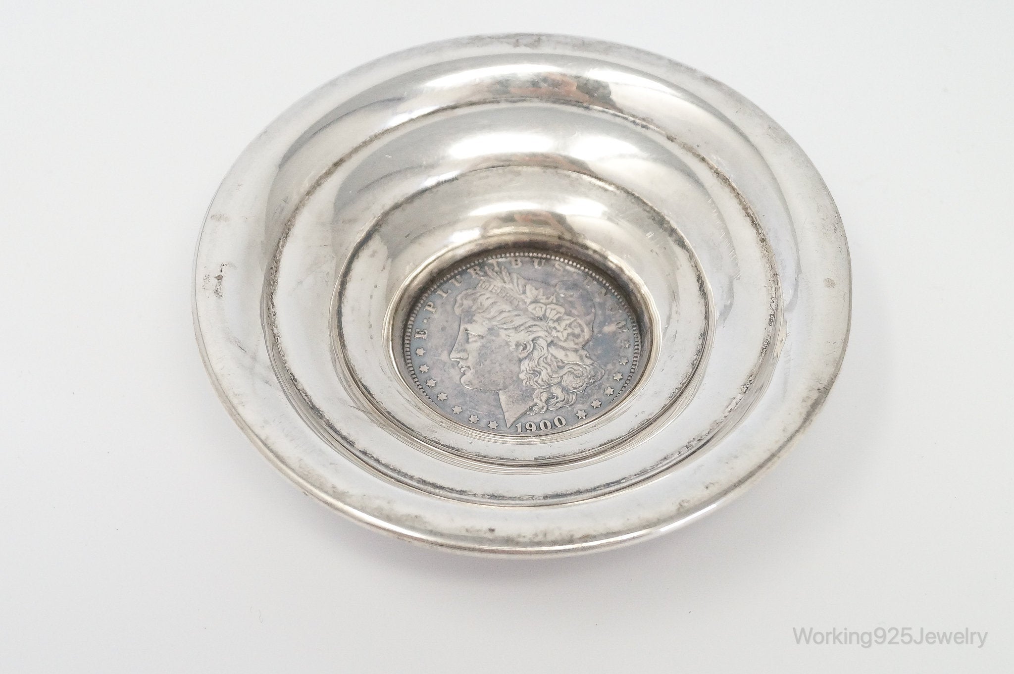 Antique 1900 Morgan Silver Dollar Sterling Silver Dish