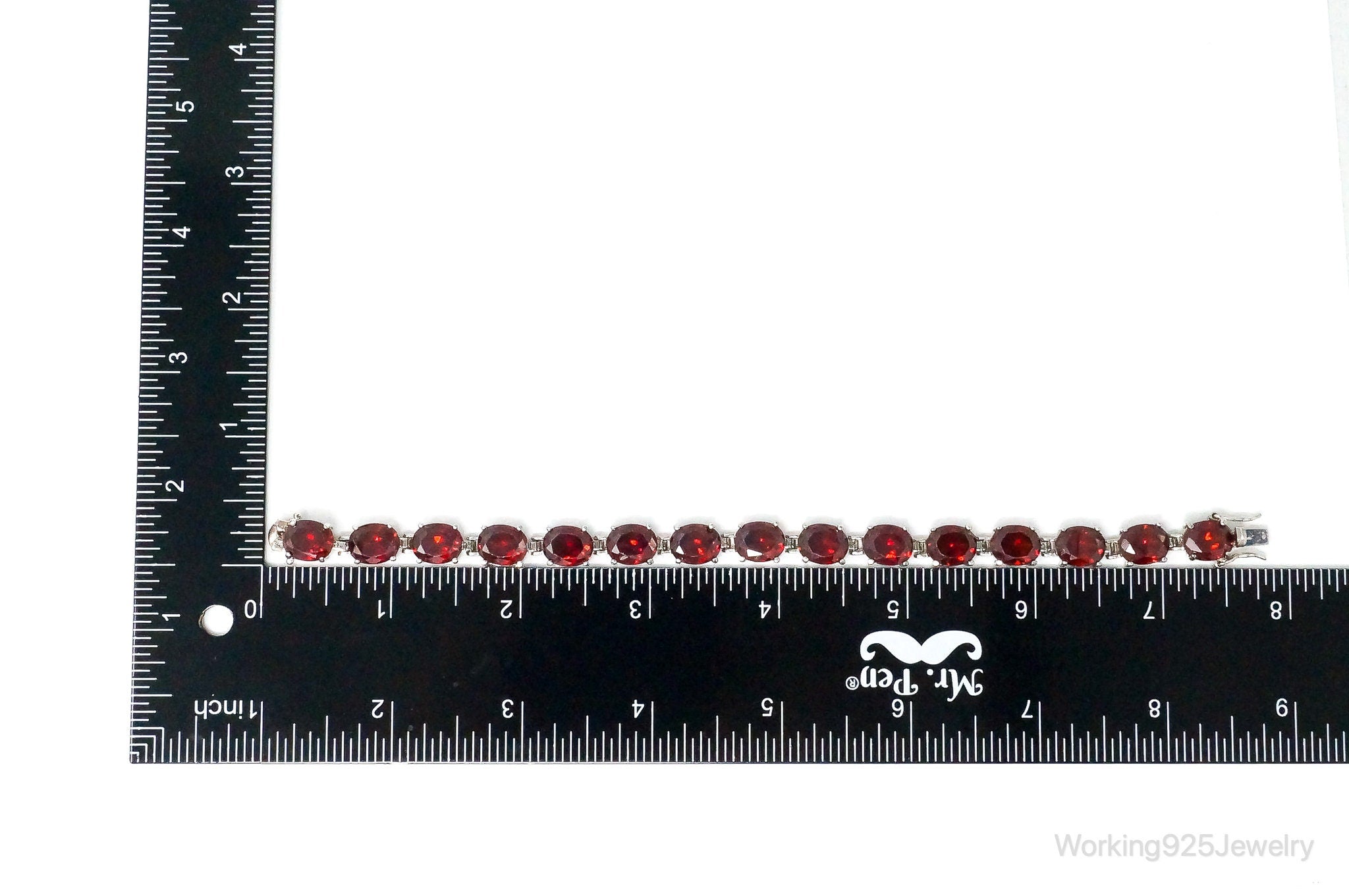 Vintage Garnet Sterling Silver Bracelet