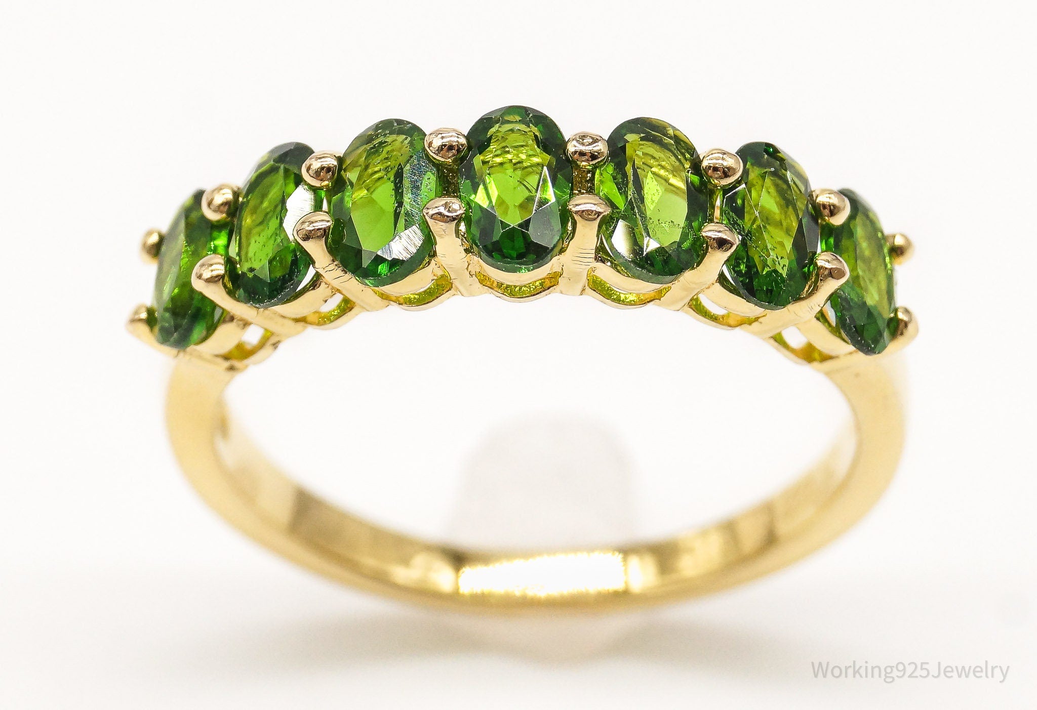 Designer DK Peridot Gold Vermeil Sterling Silver Ring Size 8