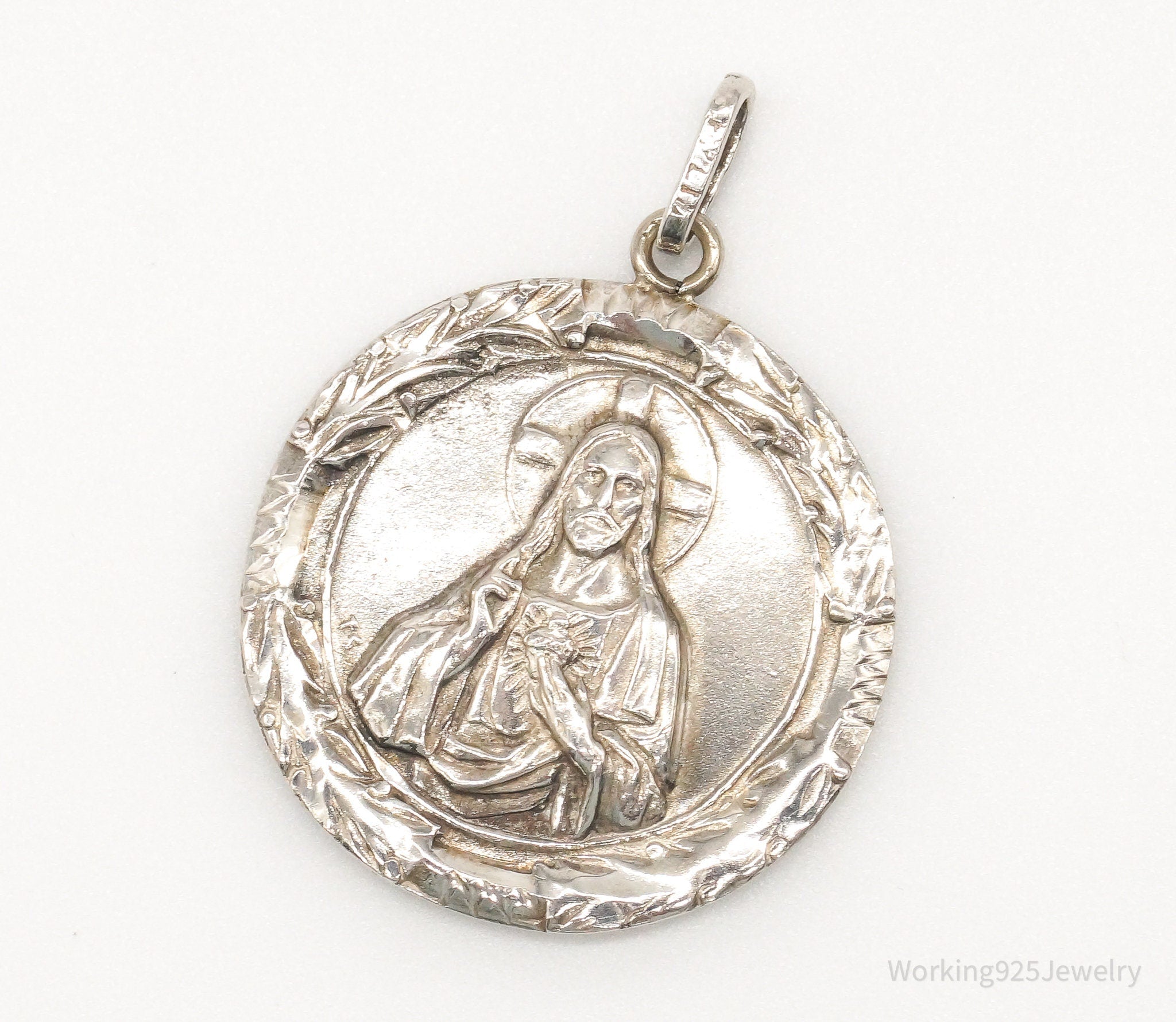 Antique Mother Mary Jesus Sterling Silver Pendant