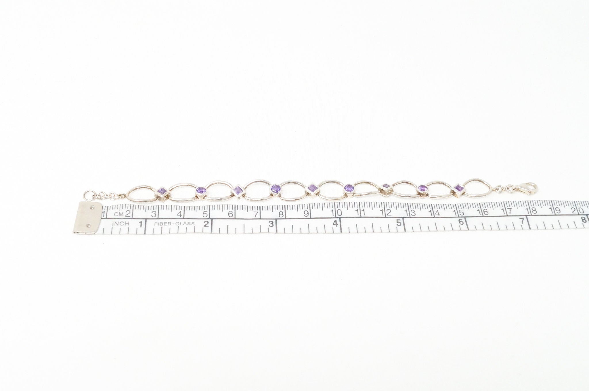 Vintage Art Deco Amethyst Sterling high quality Silver Tennis Bracelet