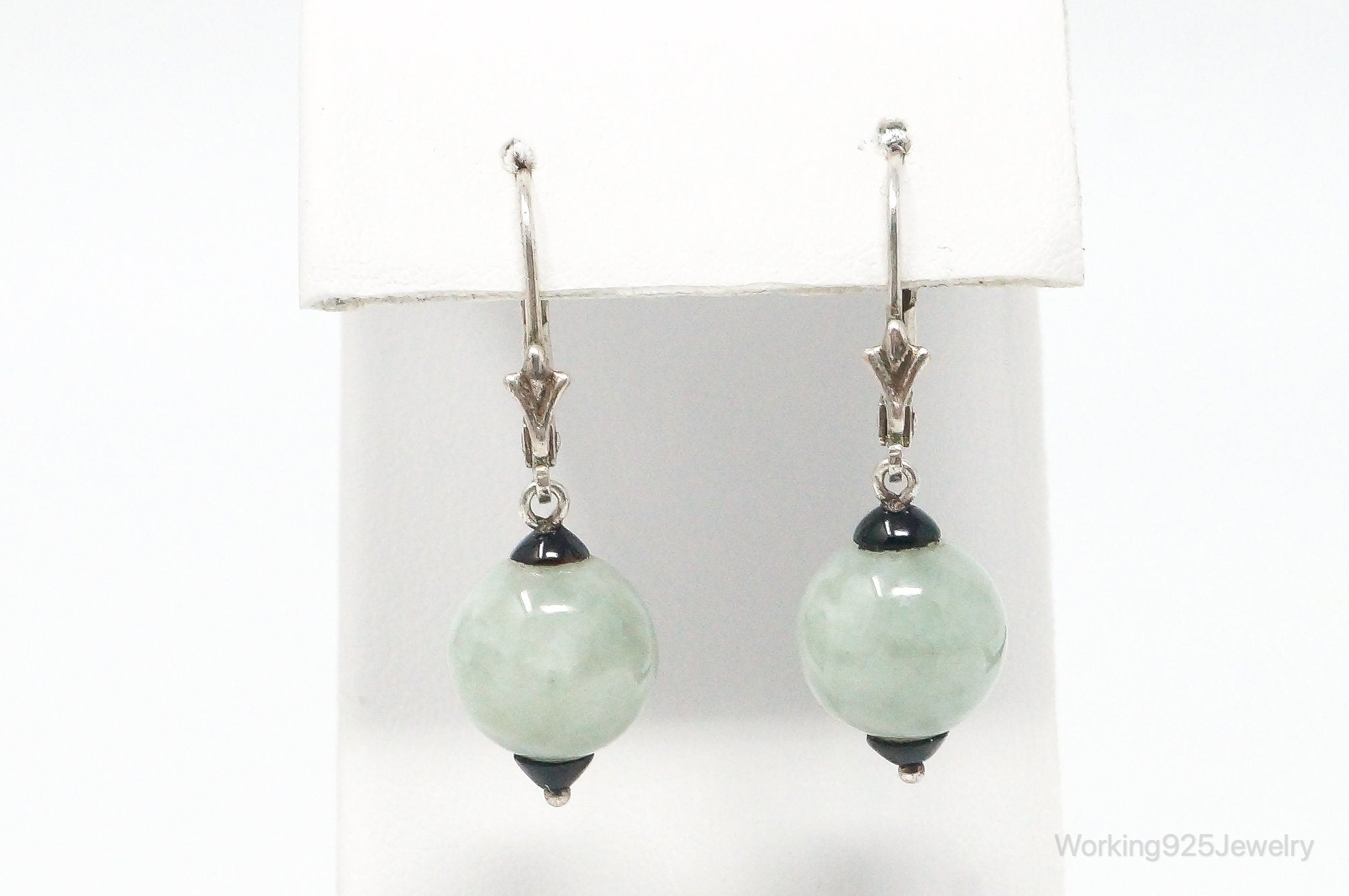 Vintage Jade Sterling Silver Earrings