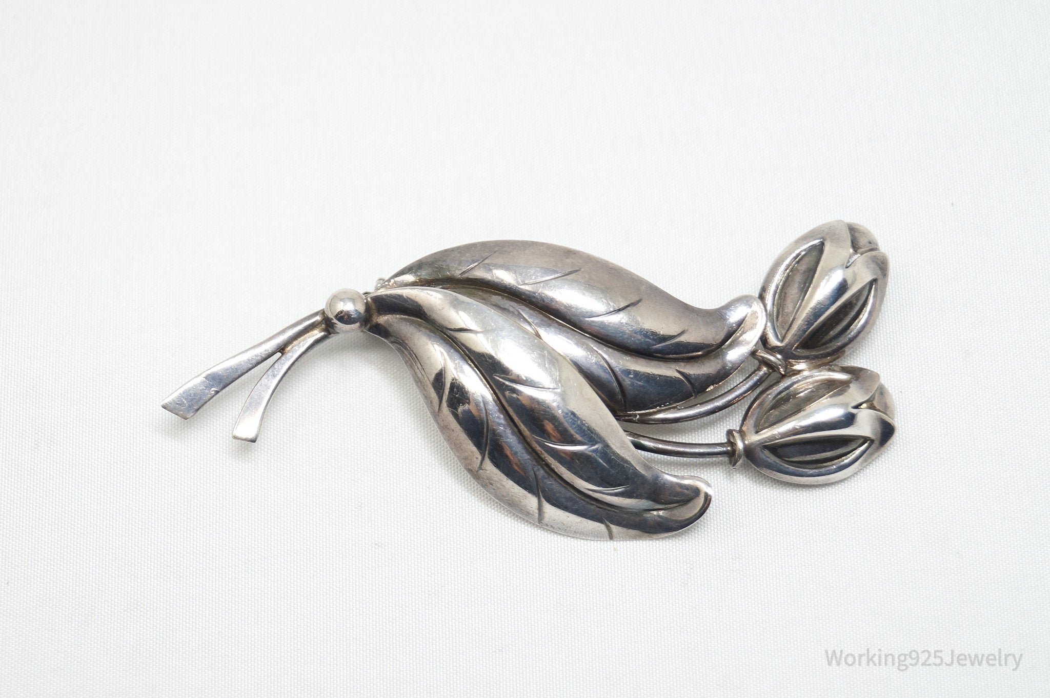 Vintage Denmark Designer Hermann Siersbo Modernist Sterling Silver Brooch Pin