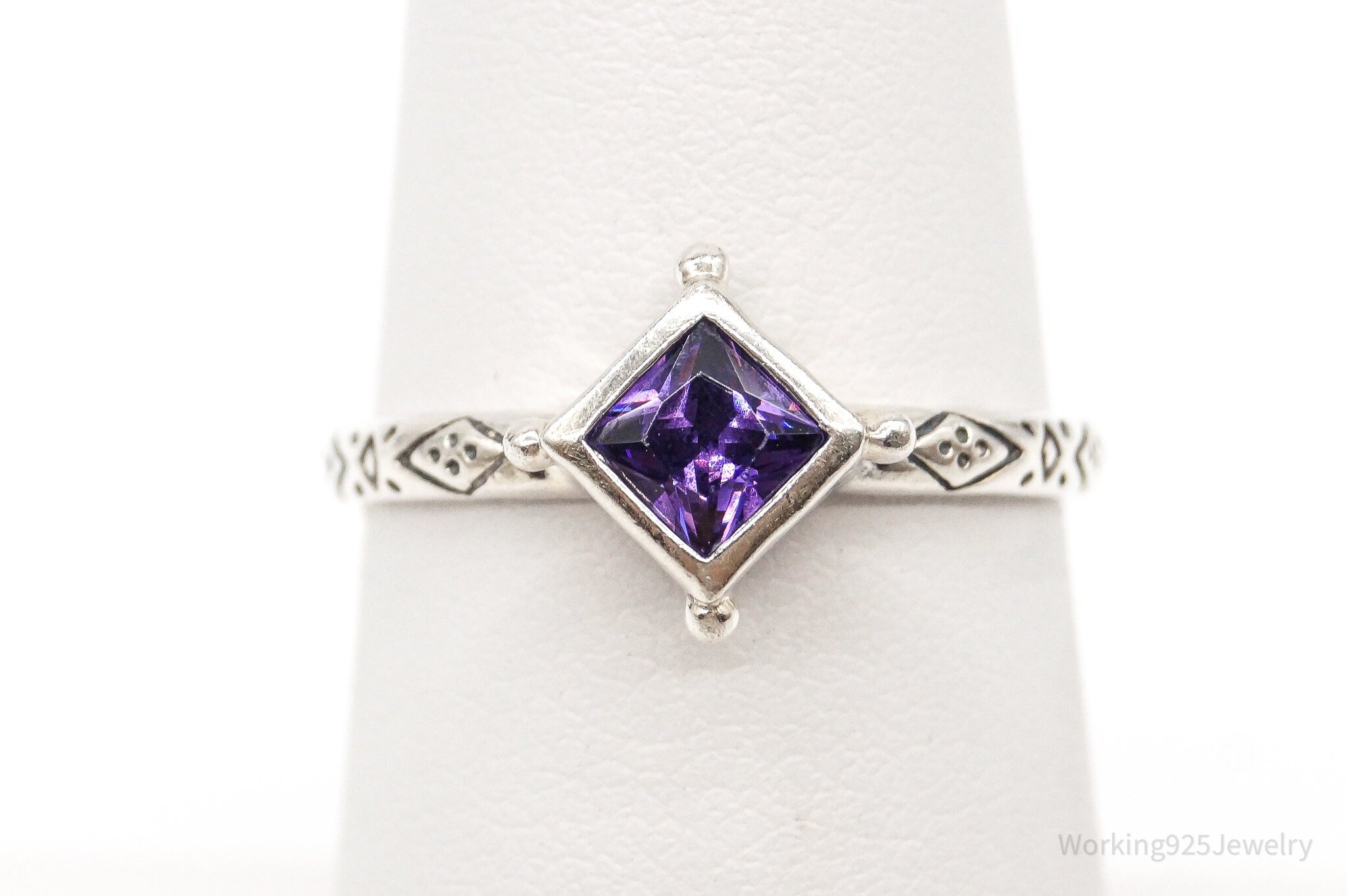 Designer Silpada Amethyst Sterling Silver Ring - Size 6.25