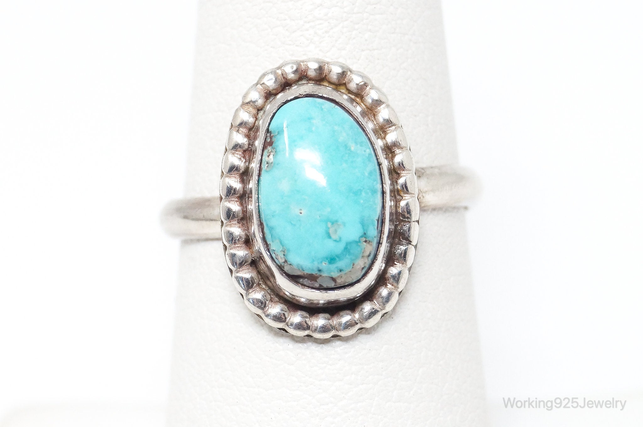 Native American Turquoise Unsigned Sterling Silver Ring - SZ 7.25