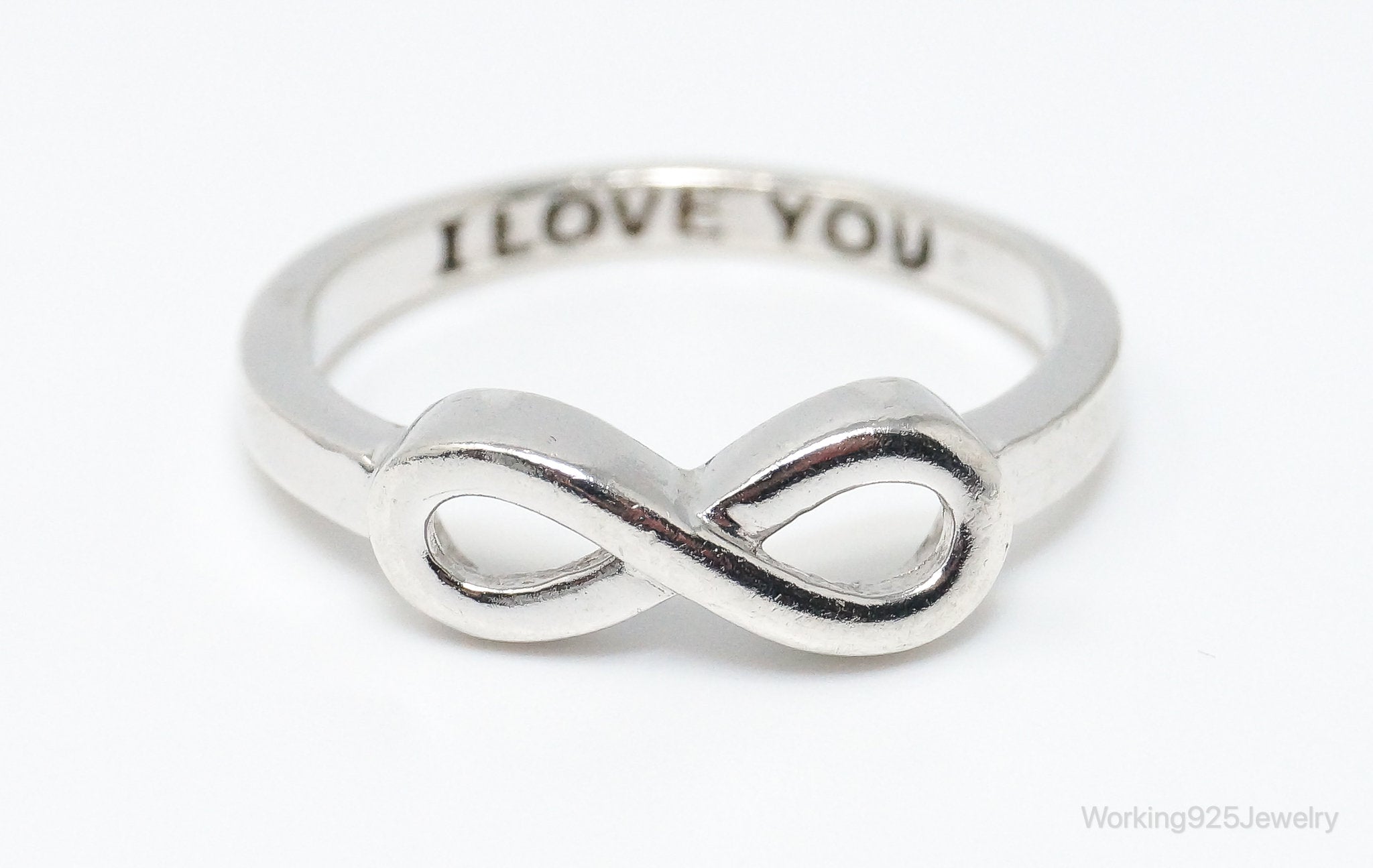 Vintage "I Love You" Infinity Sterling Silver Ring - SZ 7