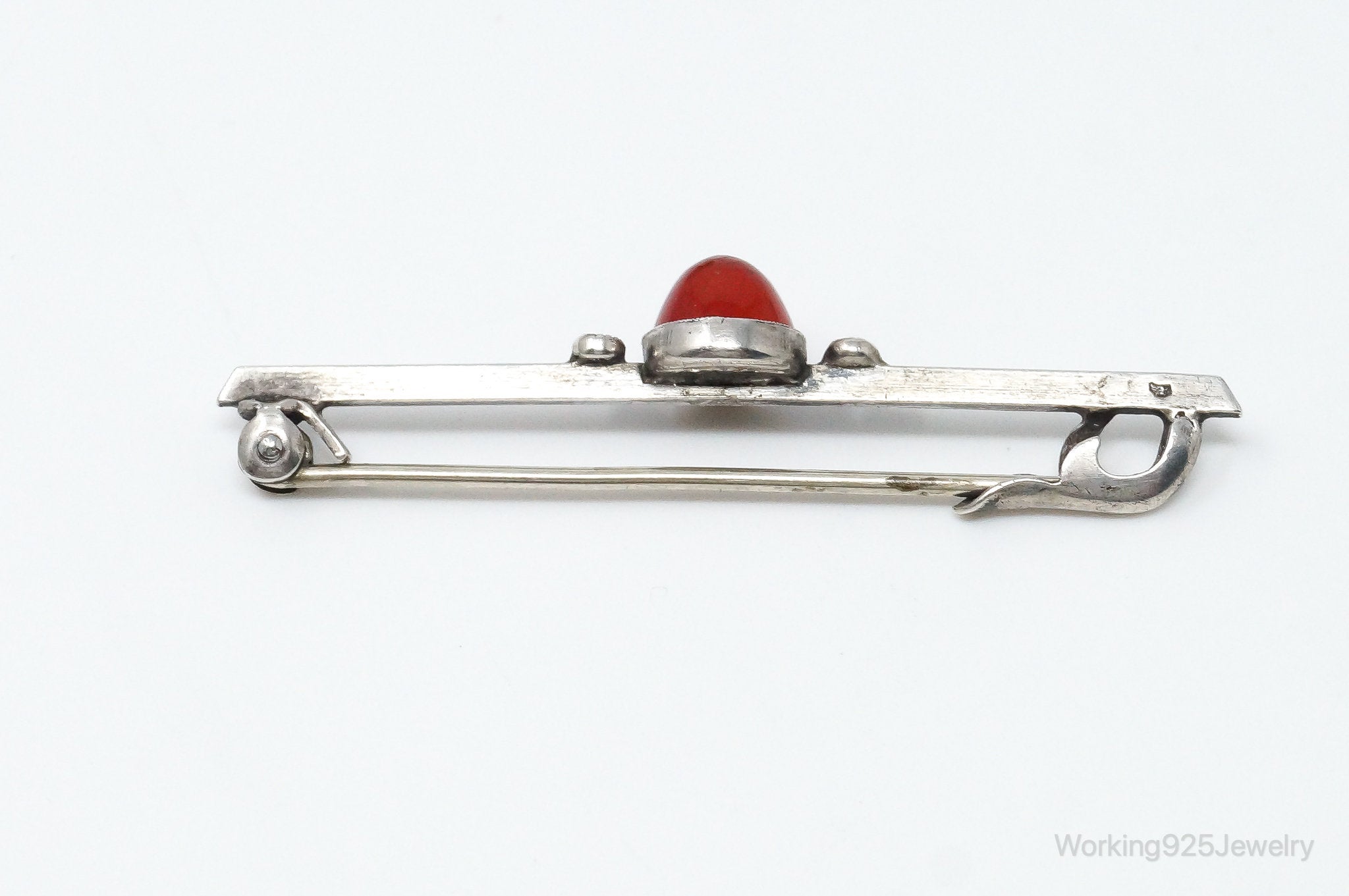 Antique Carnelian Sterling Silver Brooch Pin