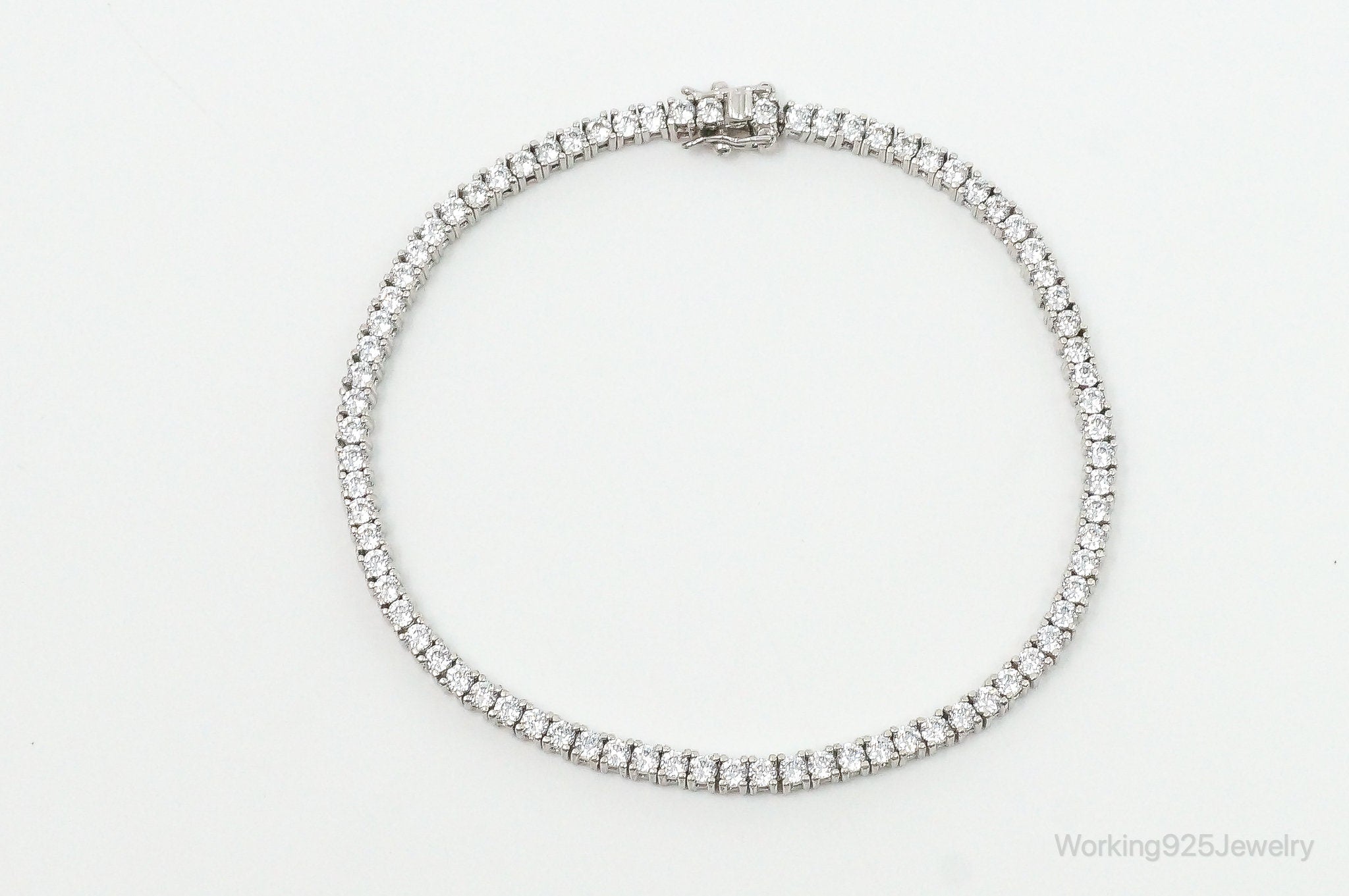 Vintage Cubic Zirconia Sterling Silver Tennis Bracelet