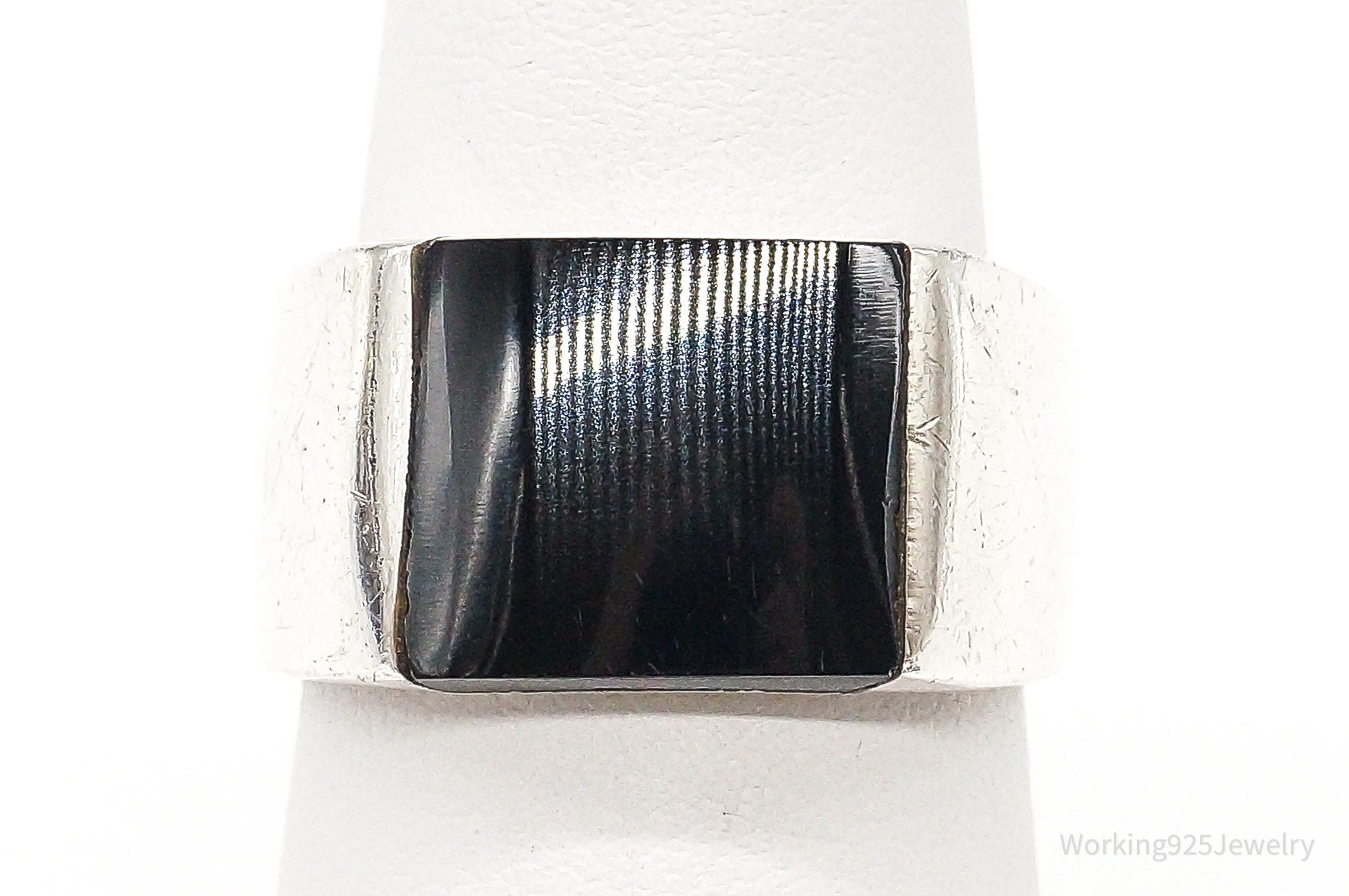 Vintage Black Onyx Sterling Silver Ring - Size 6.75