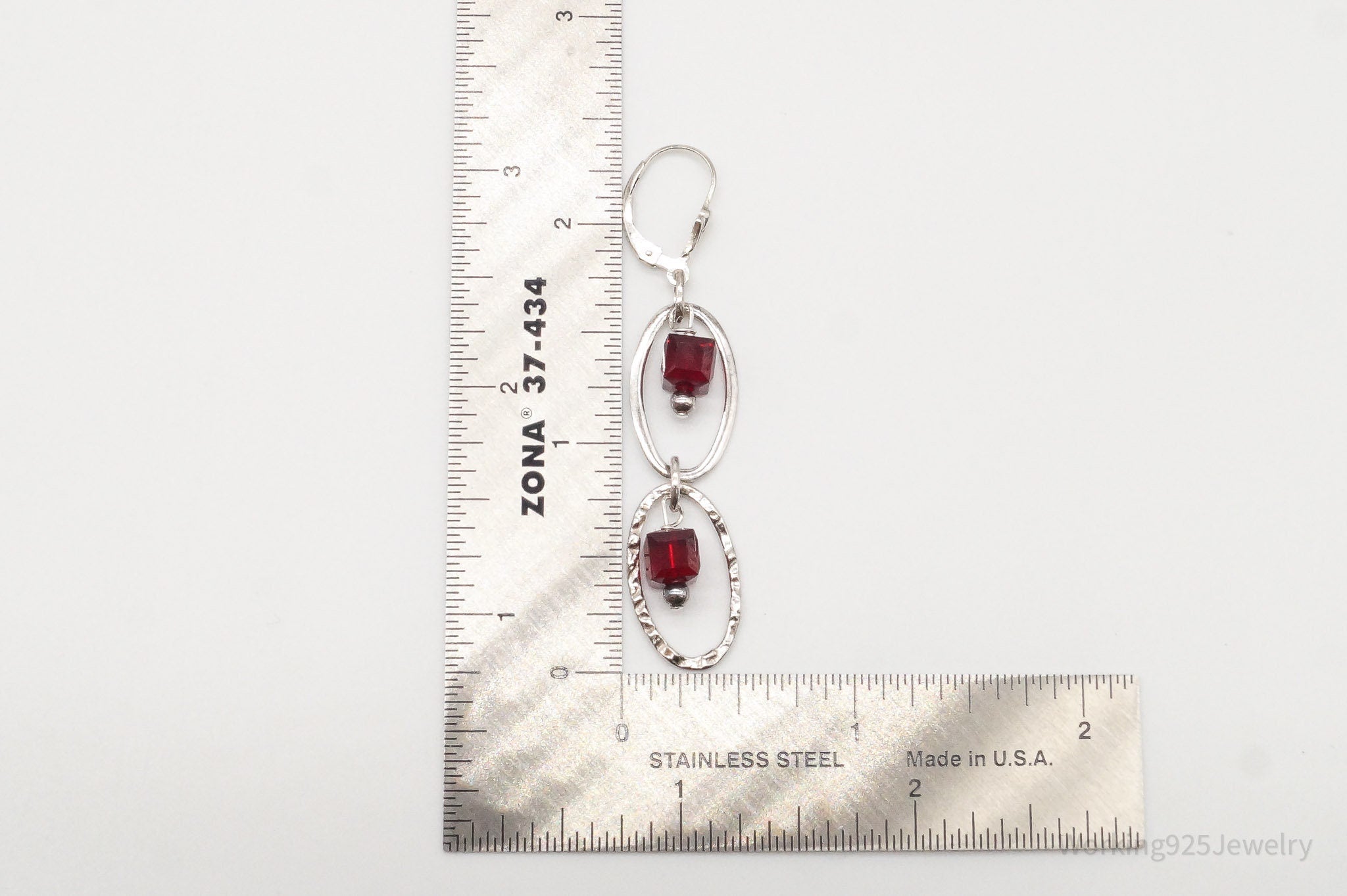 Vintage Garnet Sterling Silver Earrings