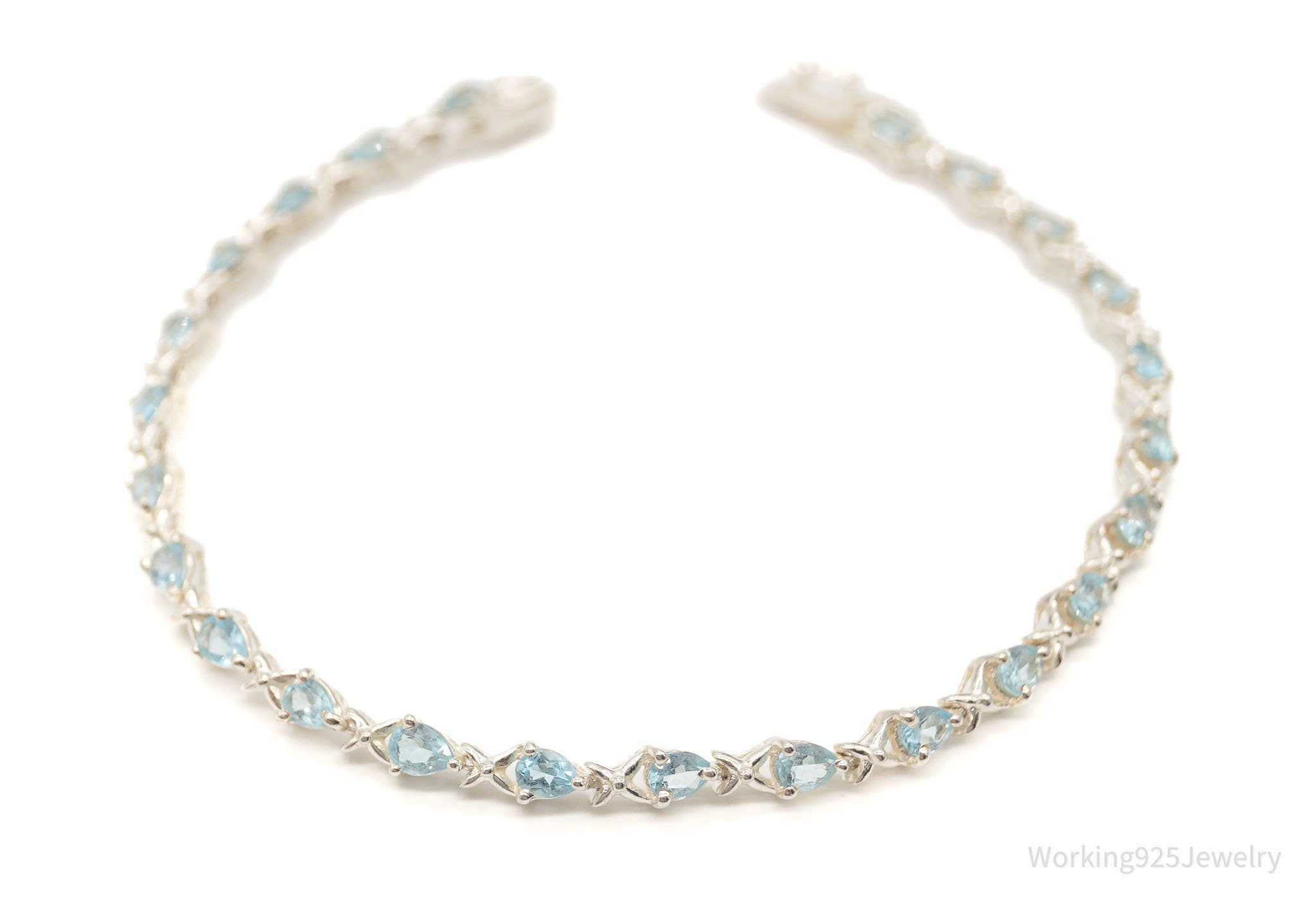 Vintage Blue Topaz Sterling Silver Tennis Bracelet