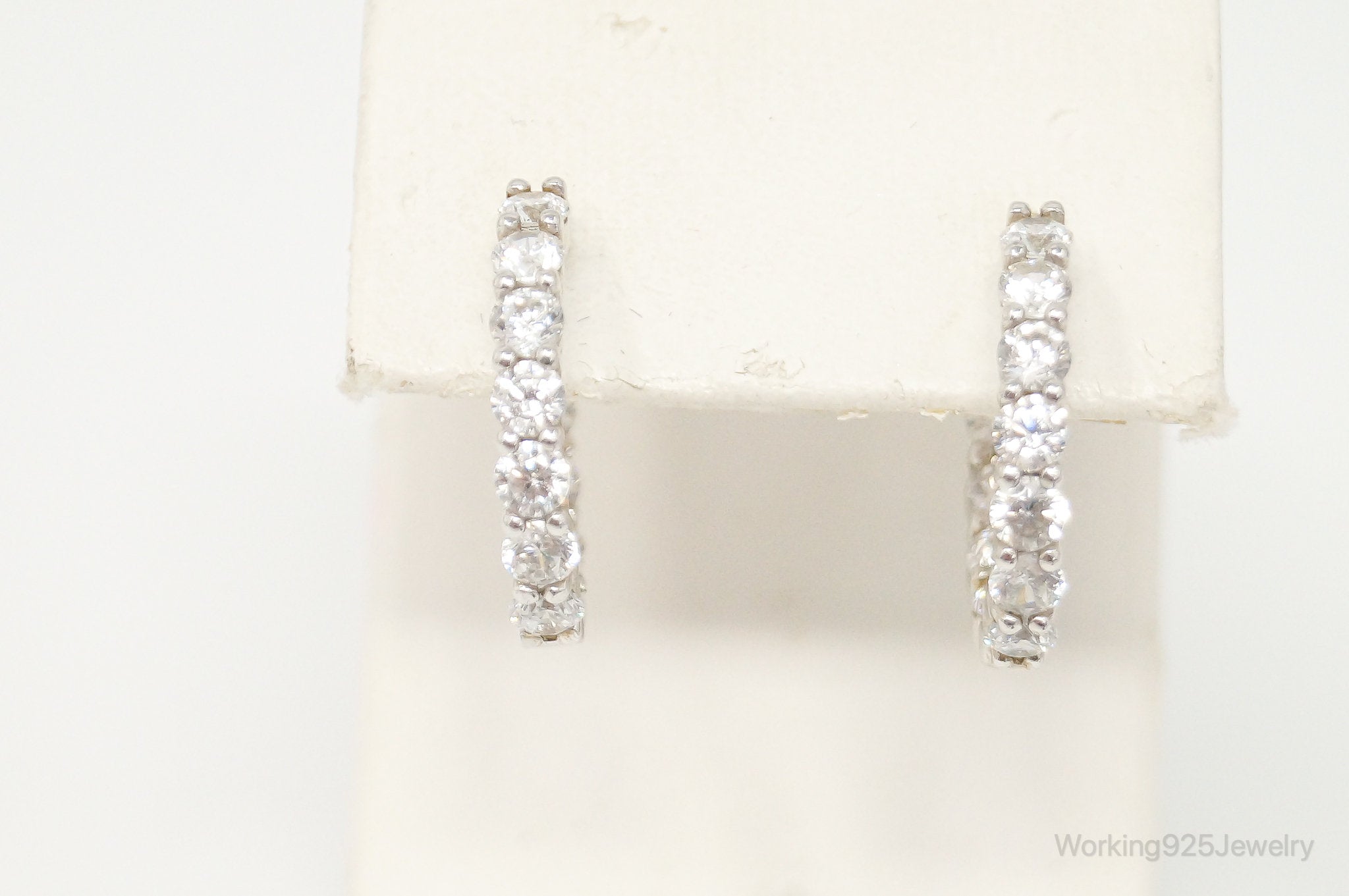 Cubic Zirconia Sterling Silver Hoop Earrings