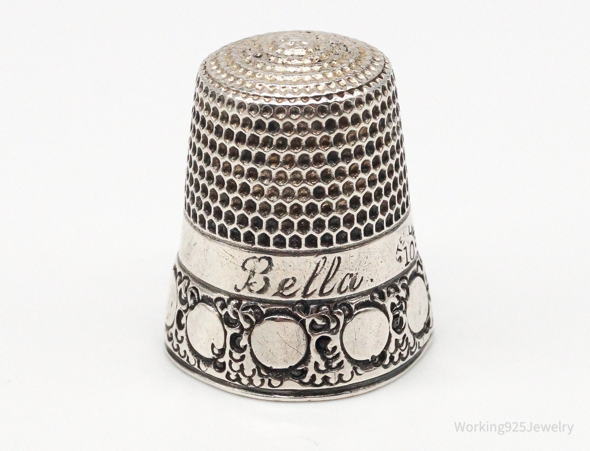 Antique Simons Bros & Co "Bella" Dome Sterling Silver Thimble