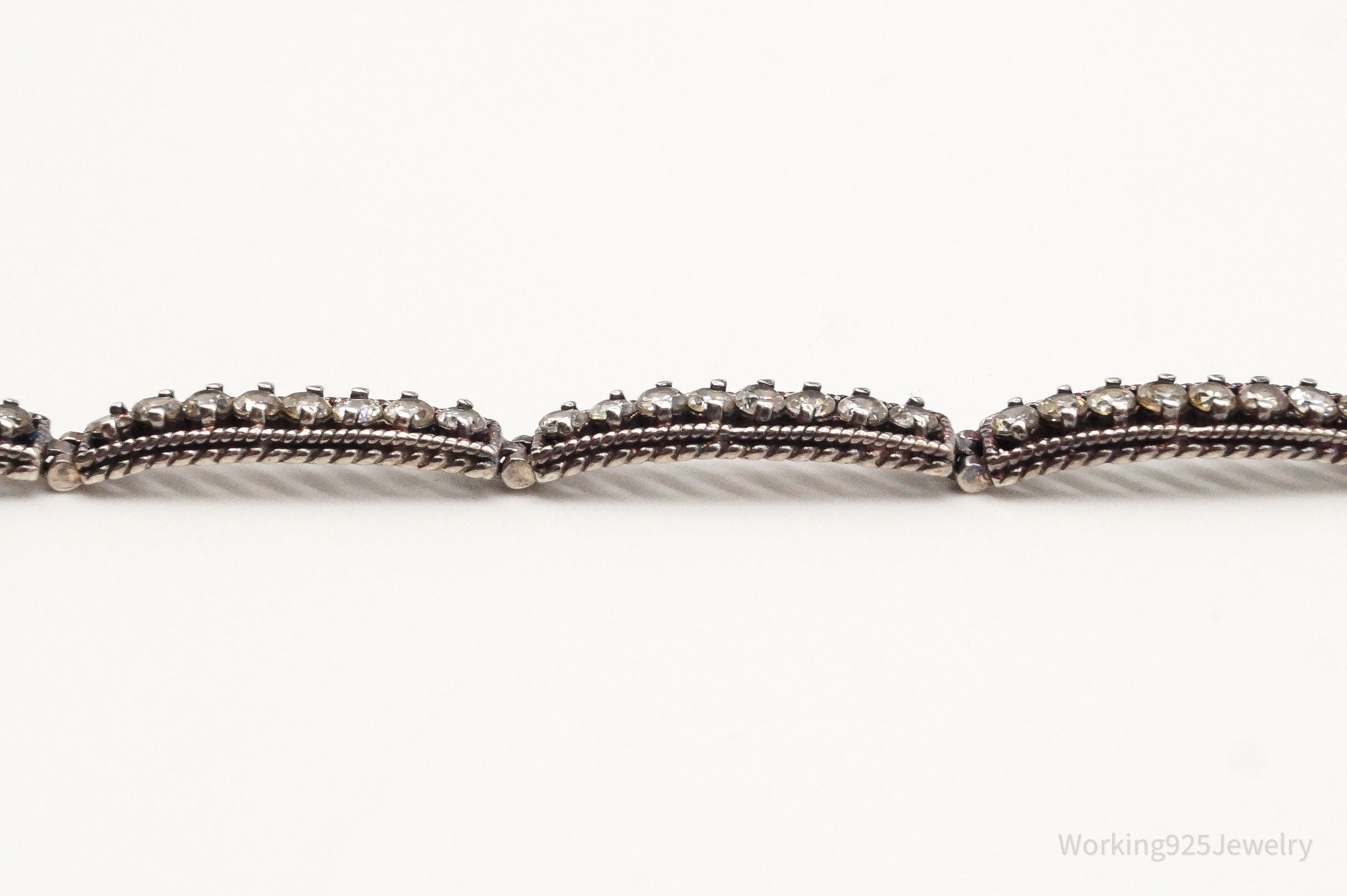 Vintage Designer Fadi Cubic Zirconia Sterling Silver Bracelet