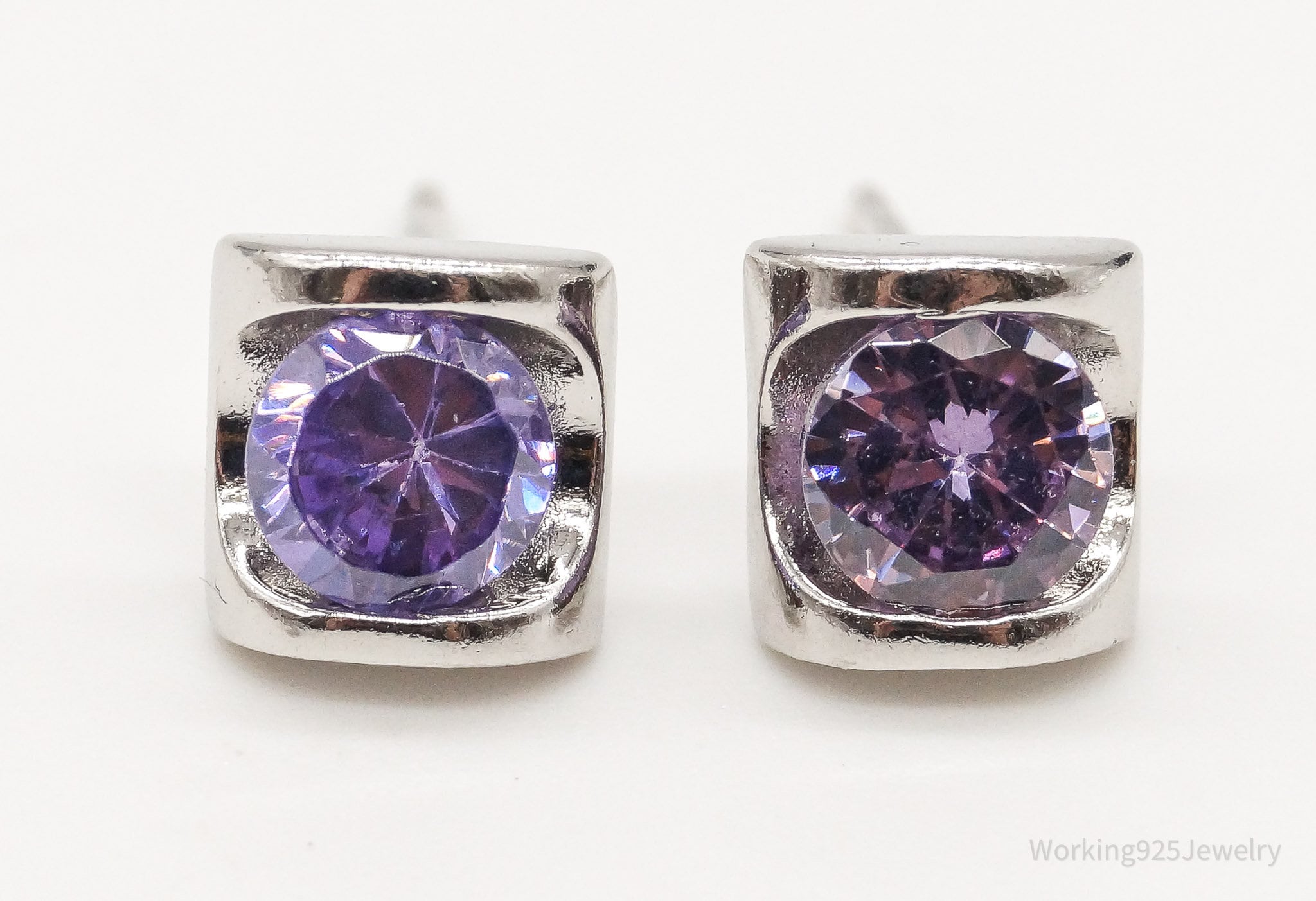 Vintage Amethyst Sterling Silver Earrings