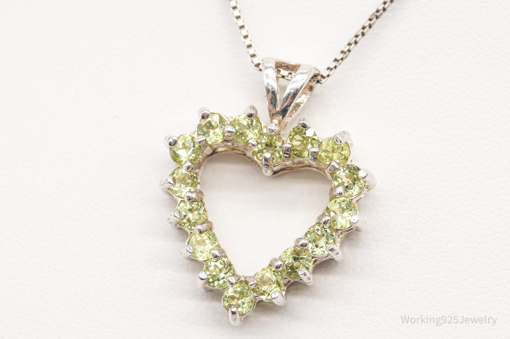 Vintage Designer DBJ Heart Peridot Sterling Silver Necklace