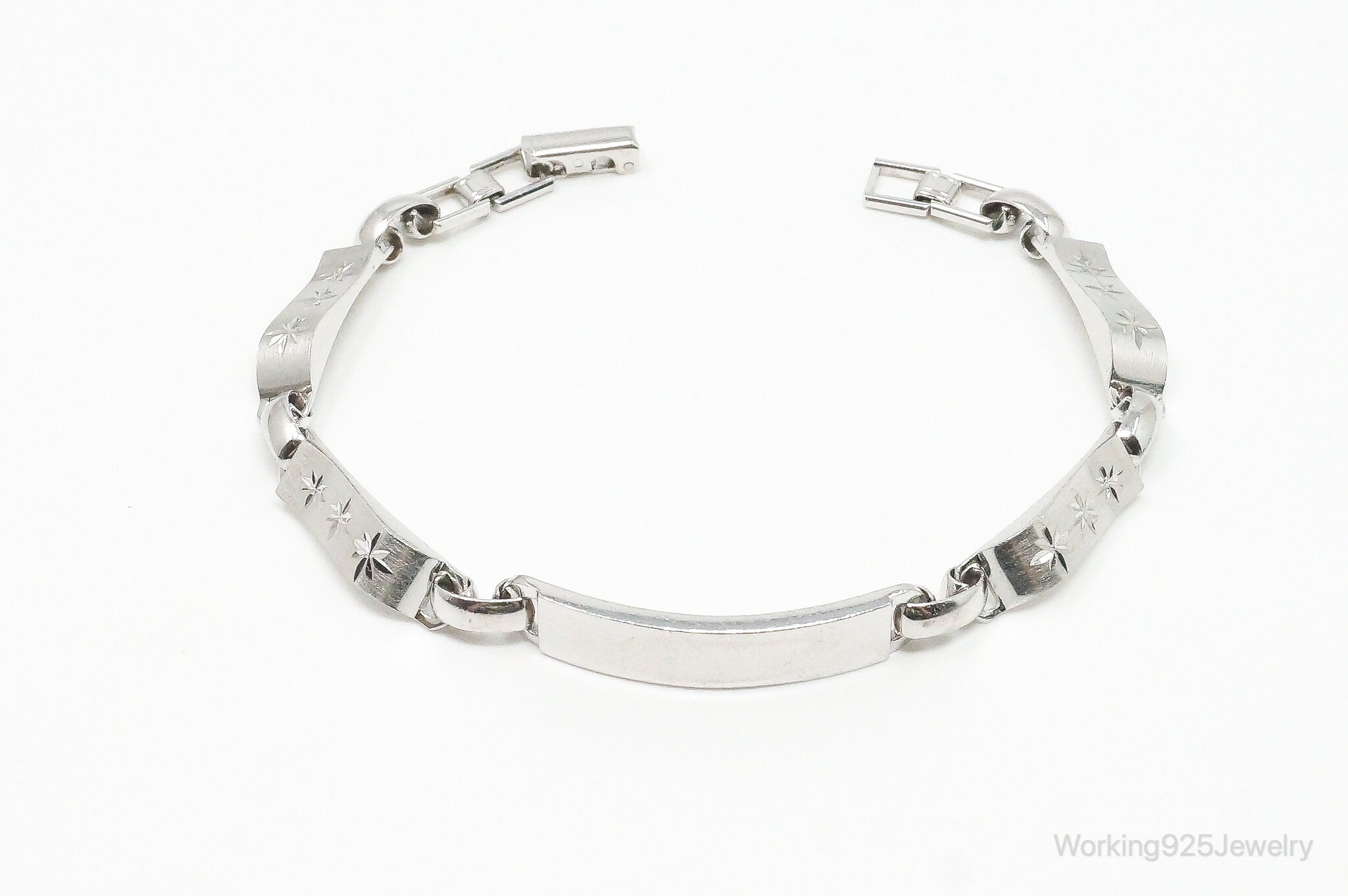 Vintage Designer PCC Sterling Silver Bar Chain Bracelet