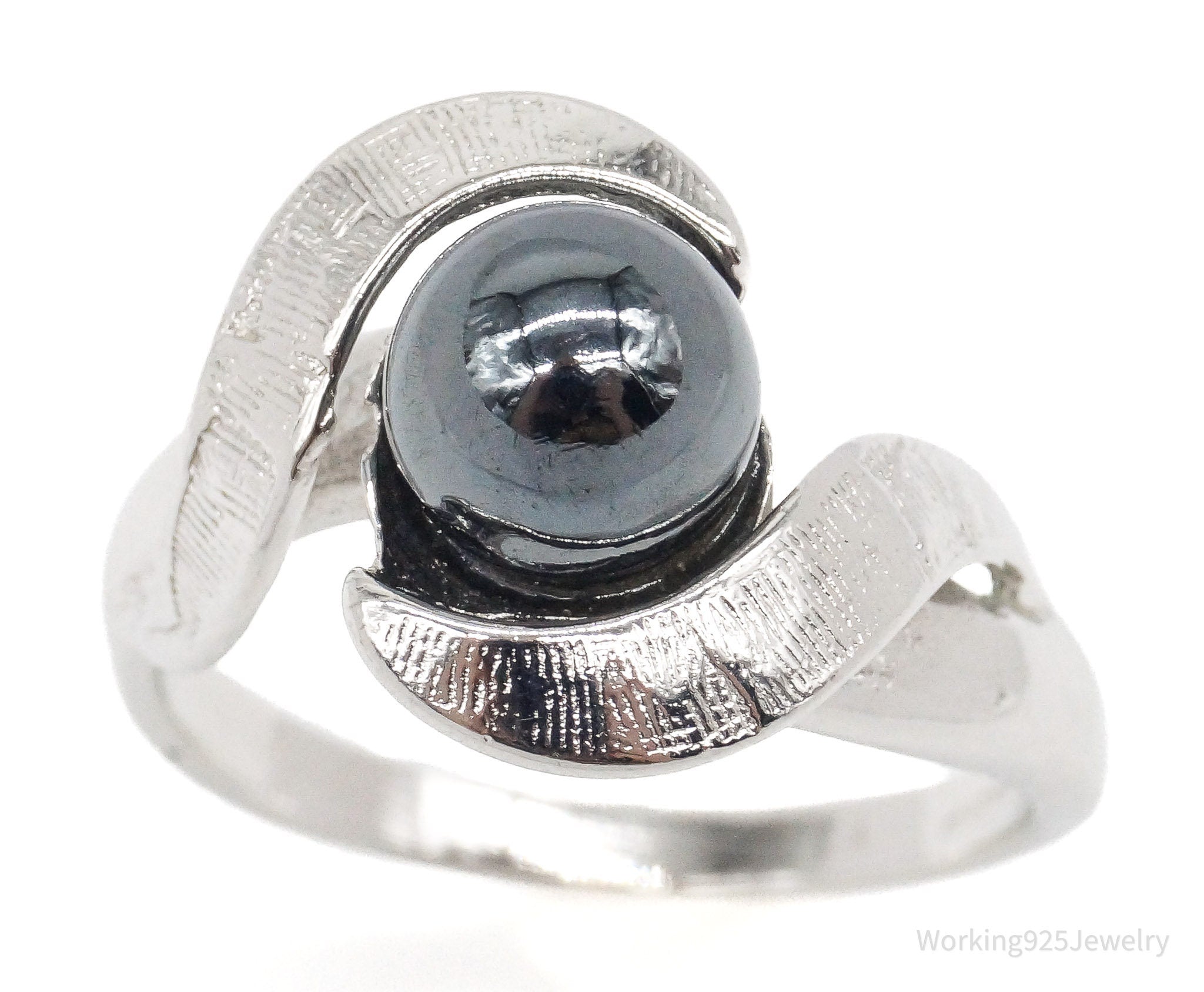 Vintage Hematite 14K Gold Over Sterling Silver Ring - Size 6.25