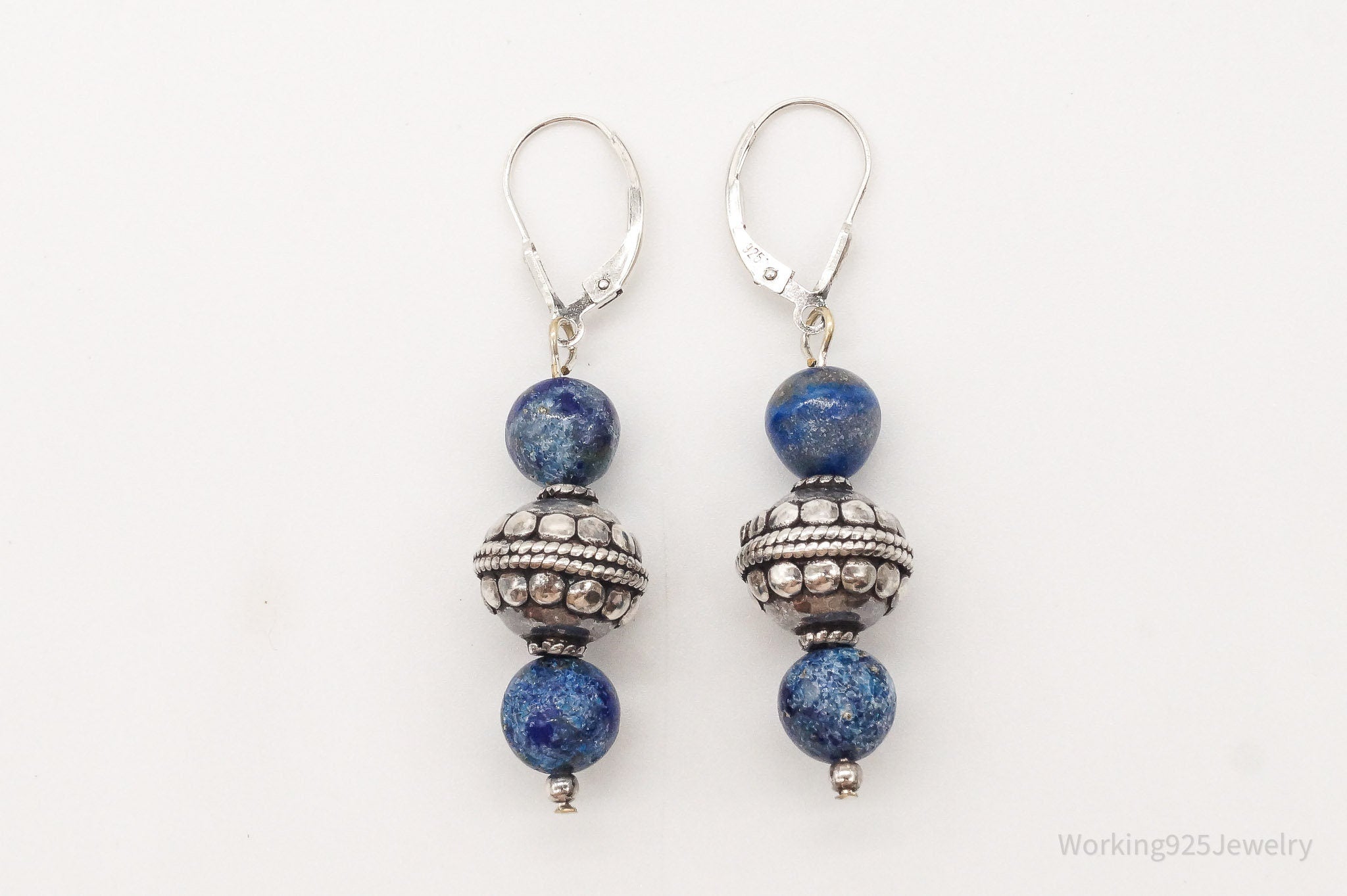 Vintage Lapis Lazuli Sterling Silver Earrings