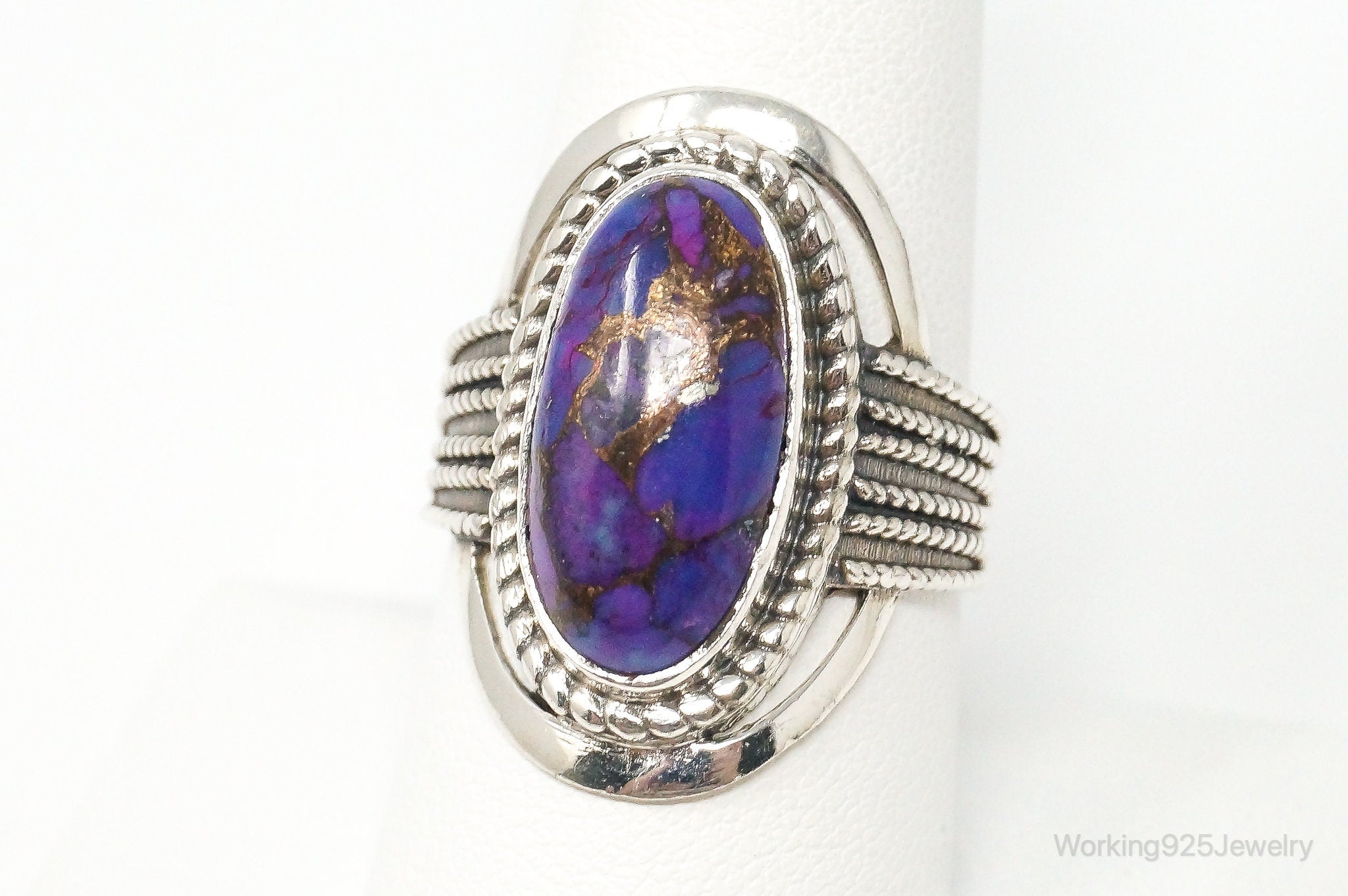 Large Vintage Purple Mojave Turquoise Sterling Silver Ring - Size 9.25